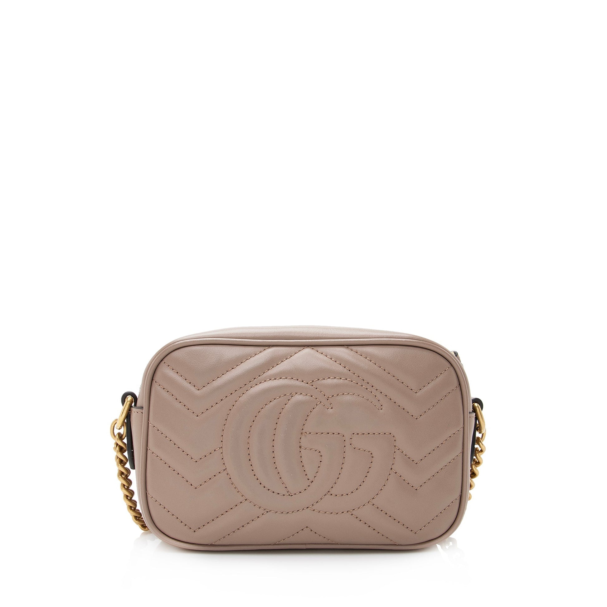 Gucci GG Marmont SHF-nbQ6MC Matelasse Leather Beige Mini Crossbody Bag