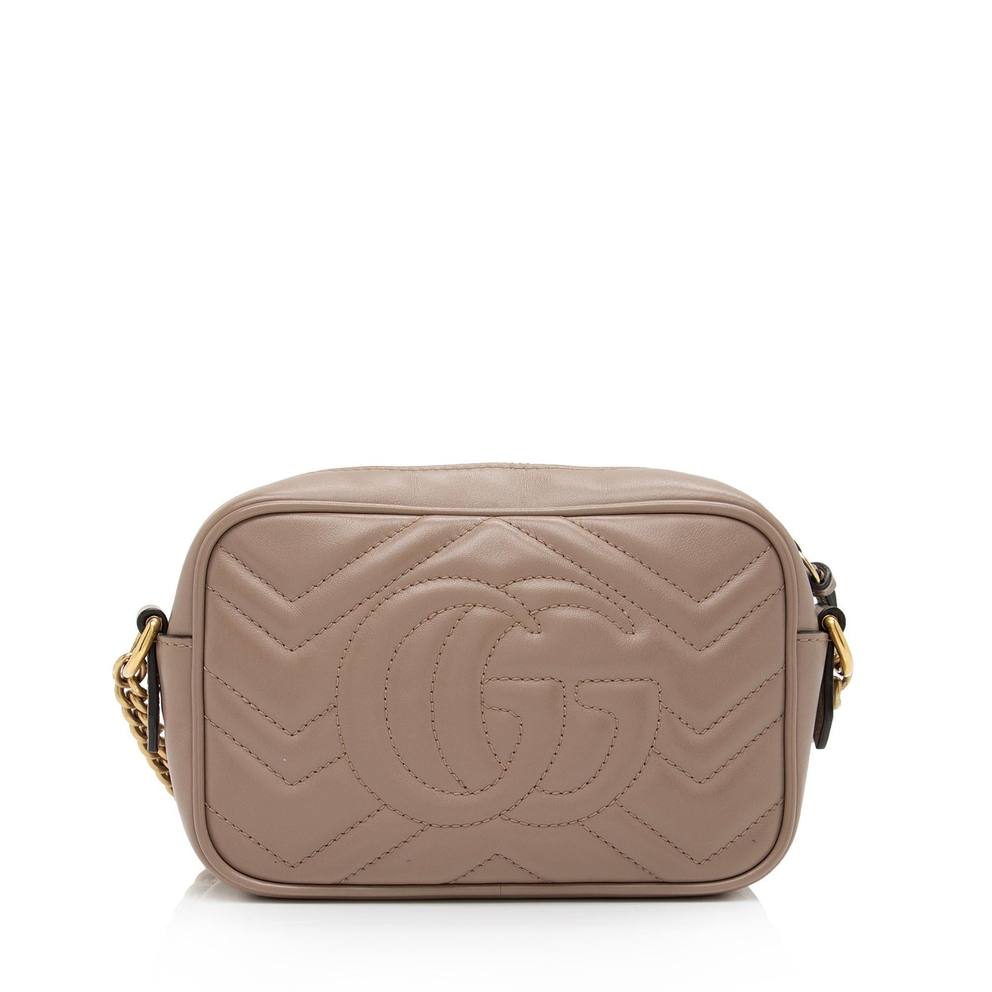 Gucci GG Marmont SHF-W8HmMA Matelasse Leather Beige Mini Crossbody Bag