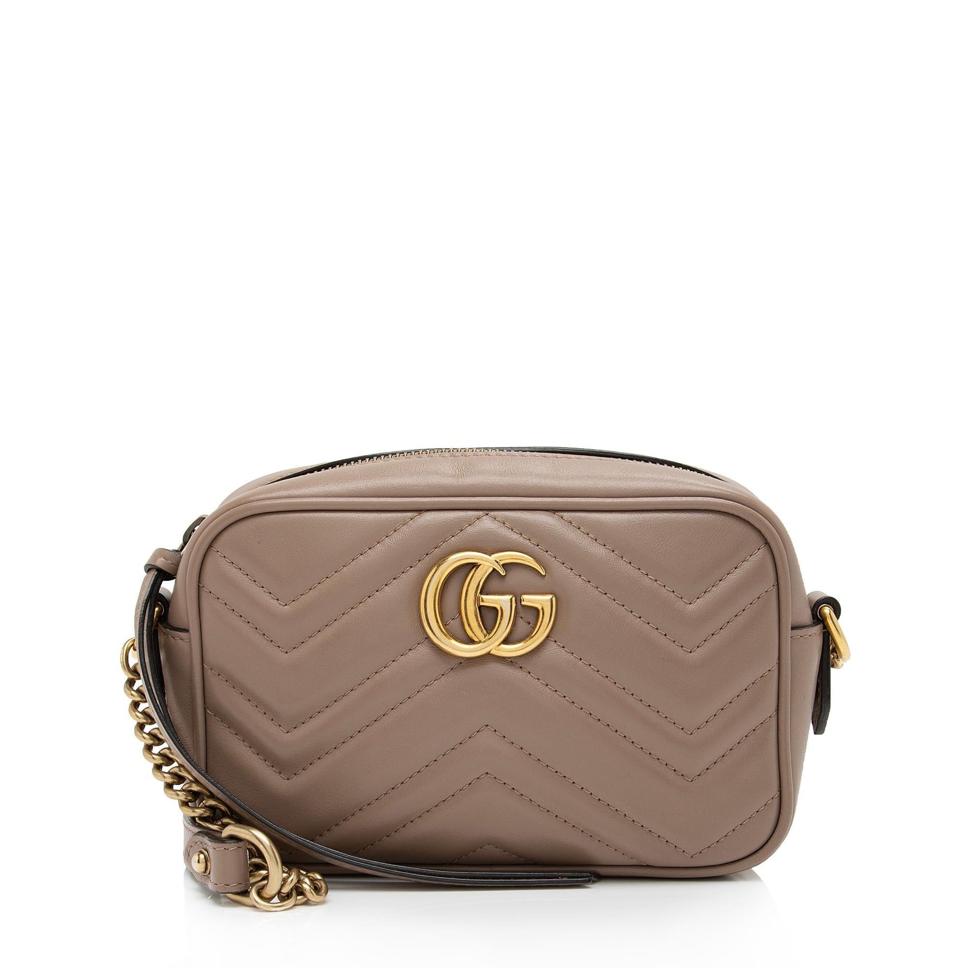Gucci GG Marmont SHF-W8HmMA Matelasse Leather Beige Mini Crossbody Bag