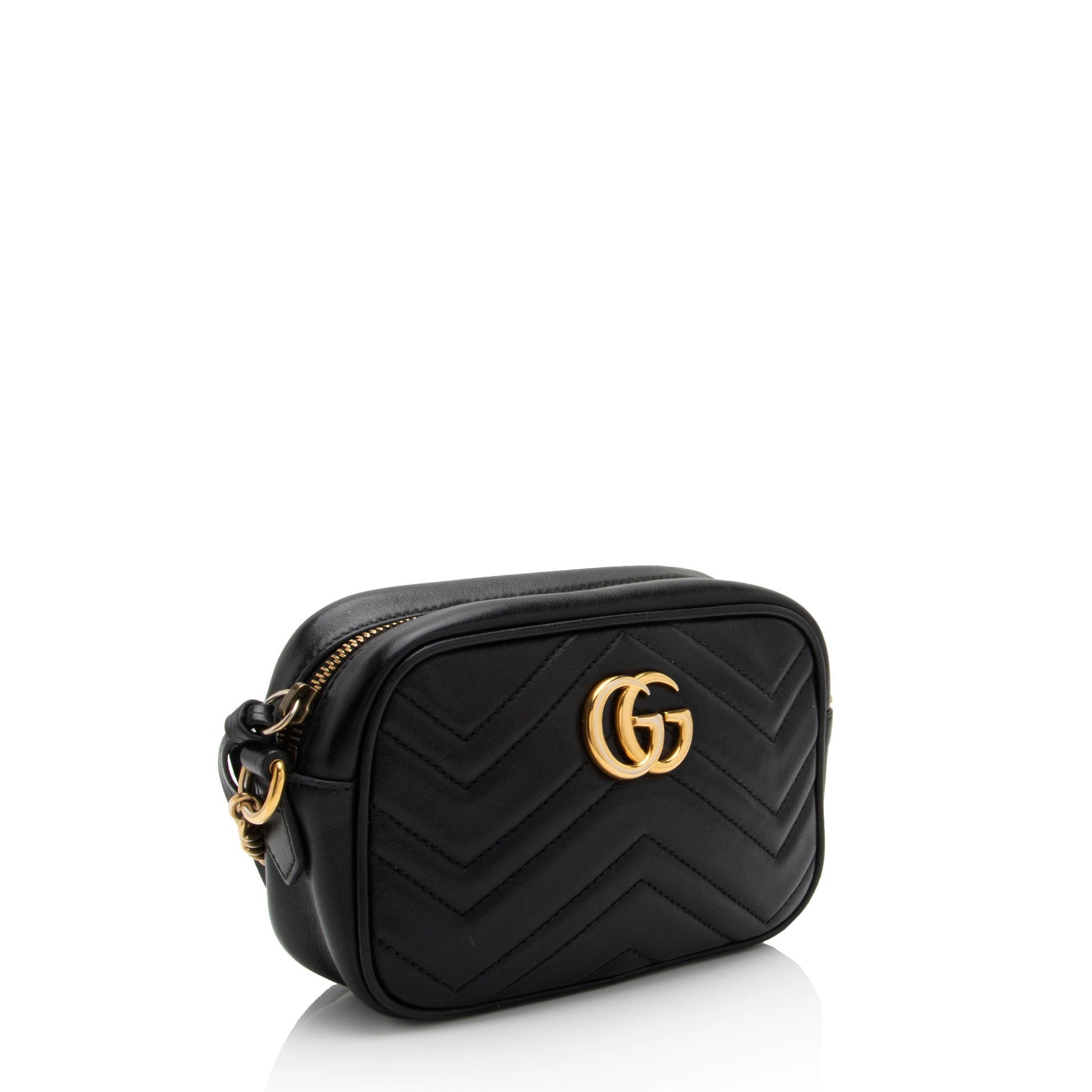 Gucci GG Marmont SHF-K2ithf Matelasse Leather Black Mini Crossbody Bag