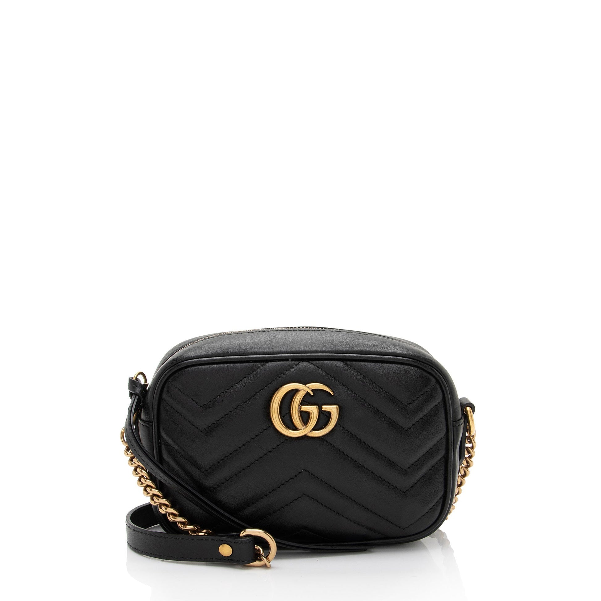 Gucci GG Marmont SHF-3G1w1x Matelasse Leather Black Mini Crossbody Bag