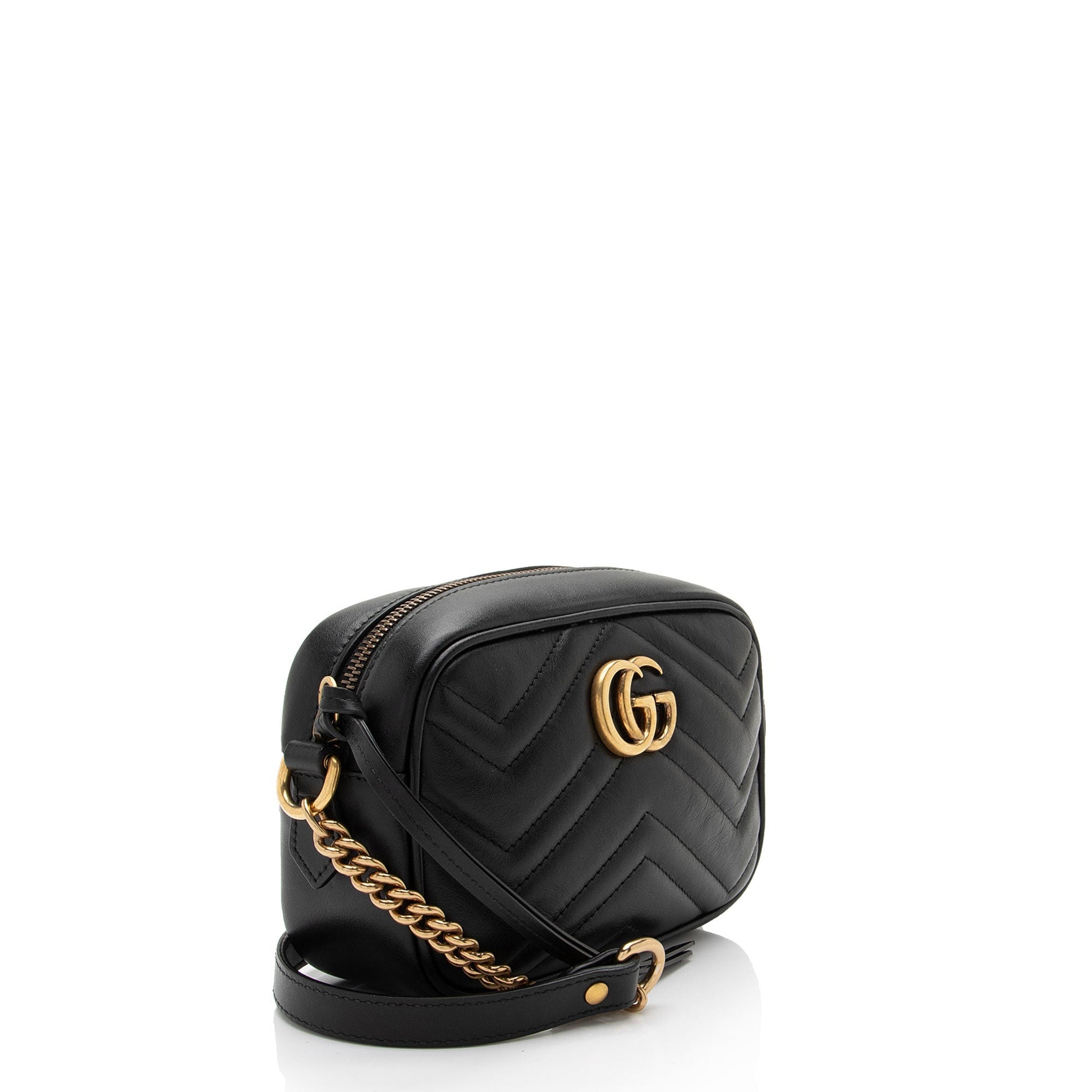 Gucci GG Marmont SHF-3G1w1x Matelasse Leather Black Mini Crossbody Bag