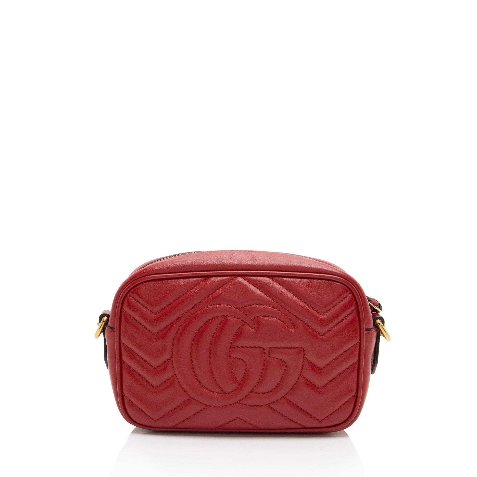 Gucci GG Marmont Camera Matelasse Leather Red Mini Crossbody Bag
