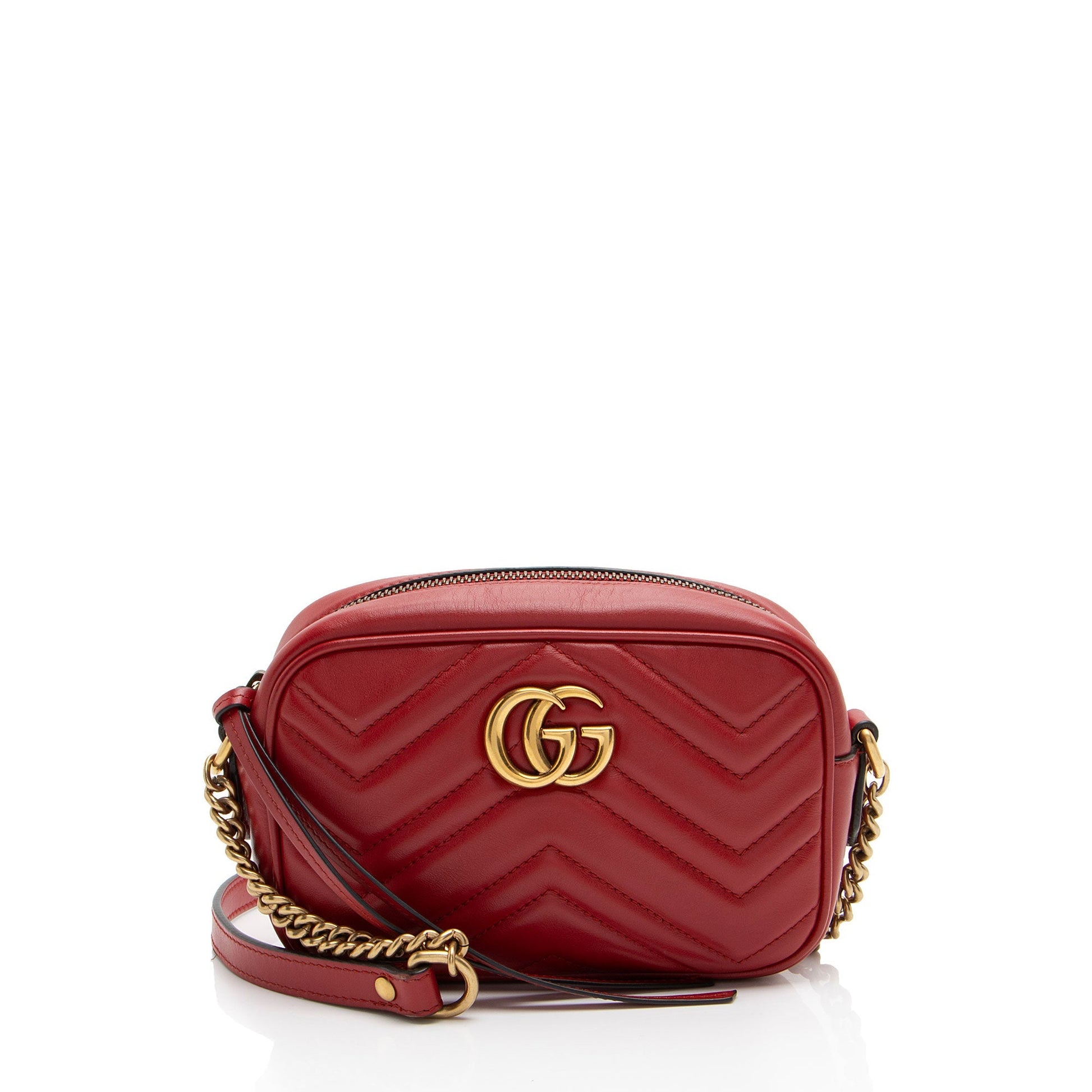 Gucci GG Marmont Camera Matelasse Leather Red Mini Crossbody Bag