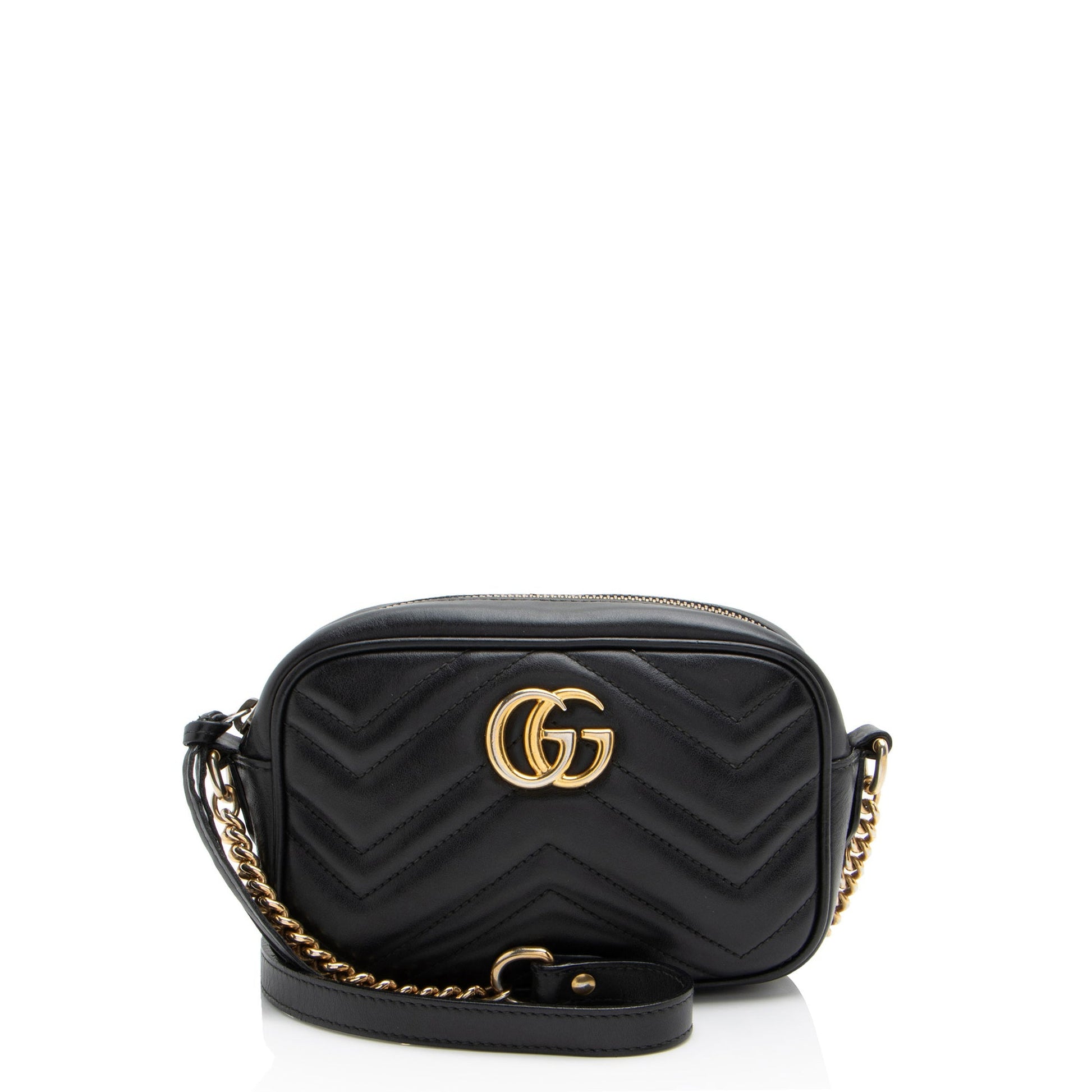 Gucci GG Marmont SHF-MMurmE Matelasse Leather Black Mini Crossbody Bag