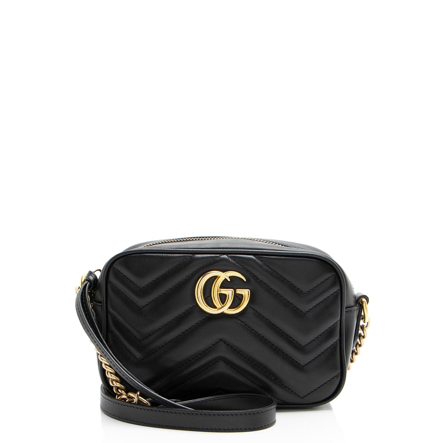 Gucci GG Marmont SHF-J7WV4U Matelasse Leather Black Mini Crossbody Bag