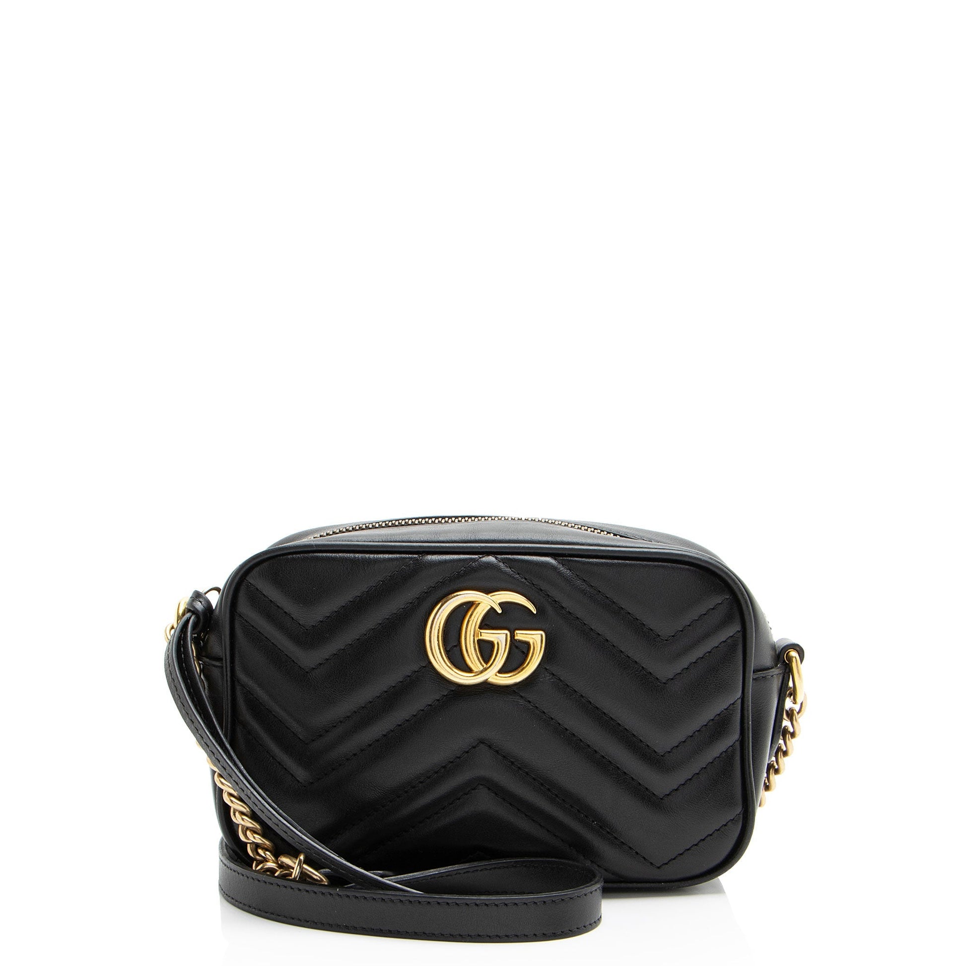 Gucci GG Marmont SHF-J7WV4U Matelasse Leather Black Mini Crossbody Bag