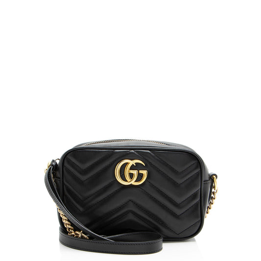 Gucci GG Marmont SHF-J7WV4U Matelasse Leather Black Mini Crossbody Bag
