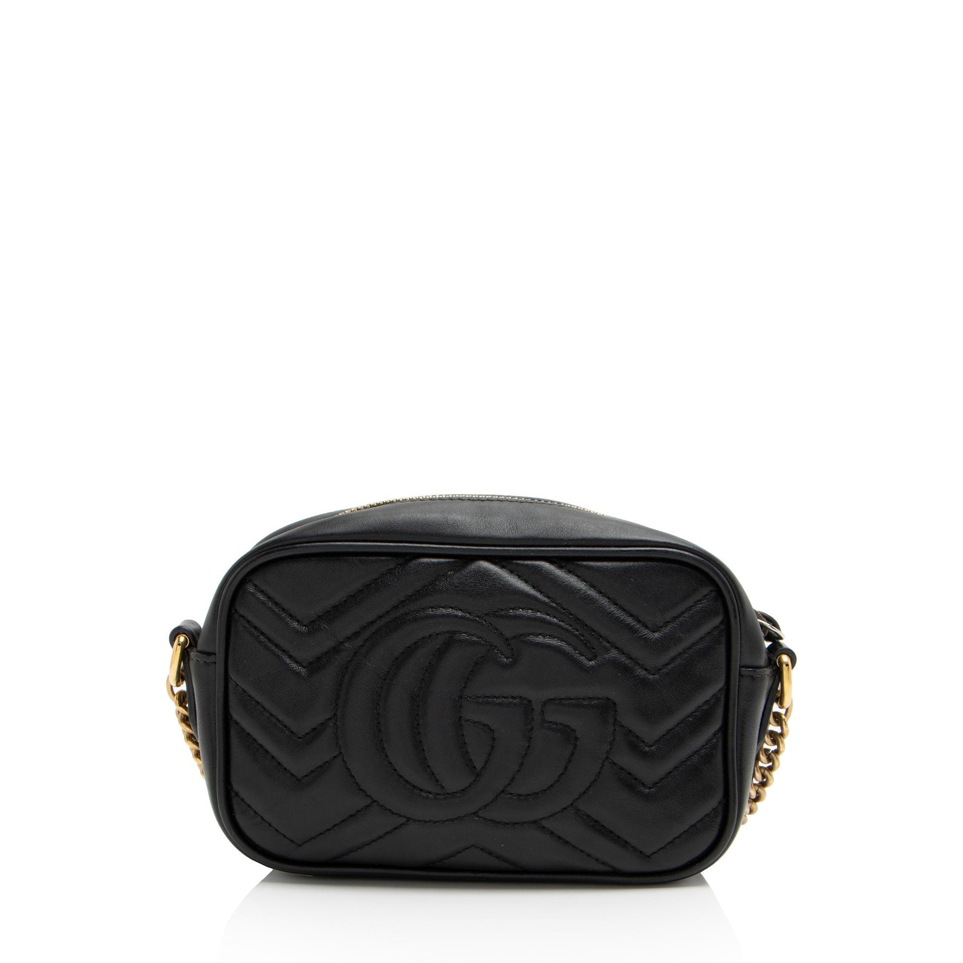 Gucci GG Marmont Matelasse Leather Black Mini Crossbody Bag Shf Mxqqej