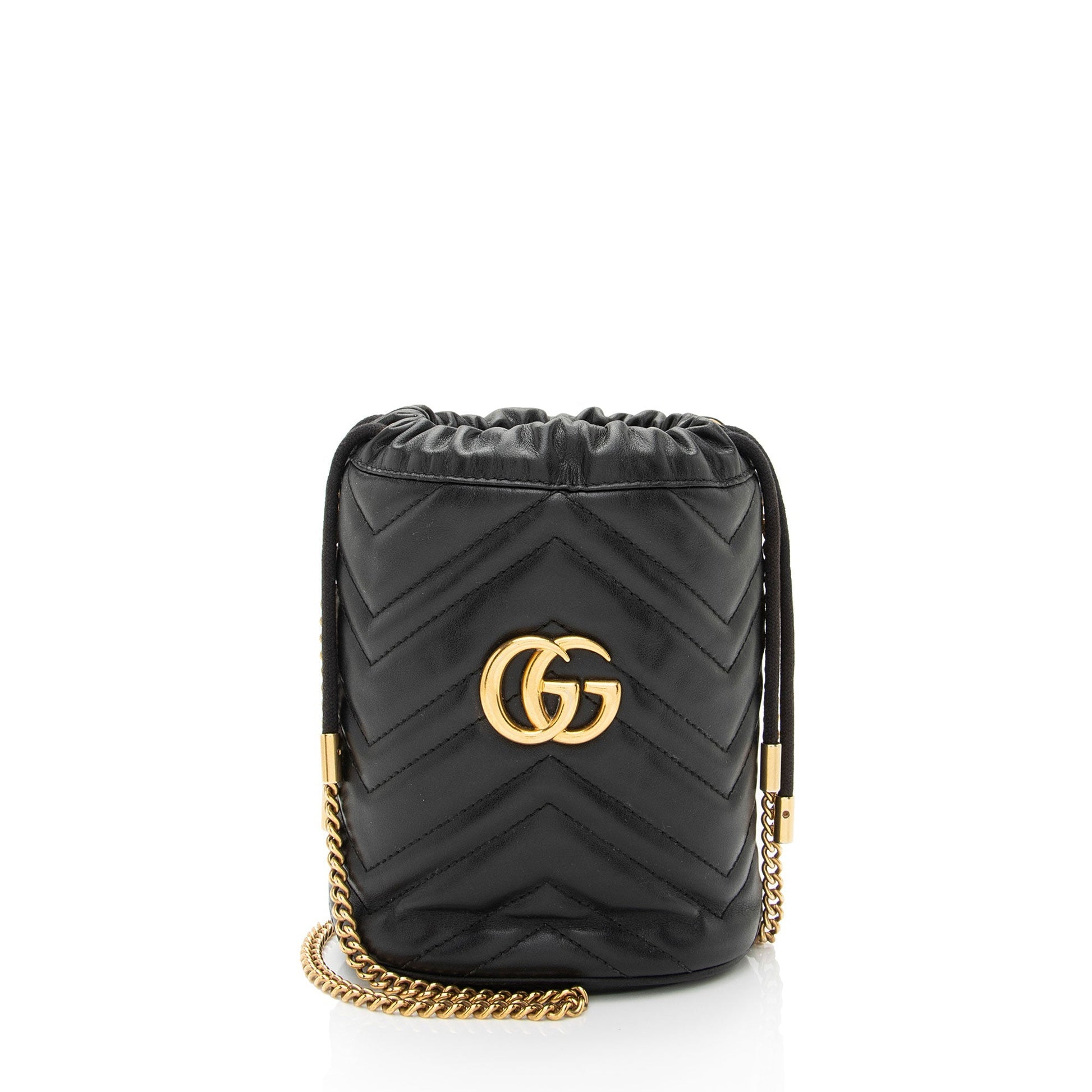 Gucci GG Marmont Bucket SHF-Umtahx Matelasse Leather Black Mini Crossbody Bag