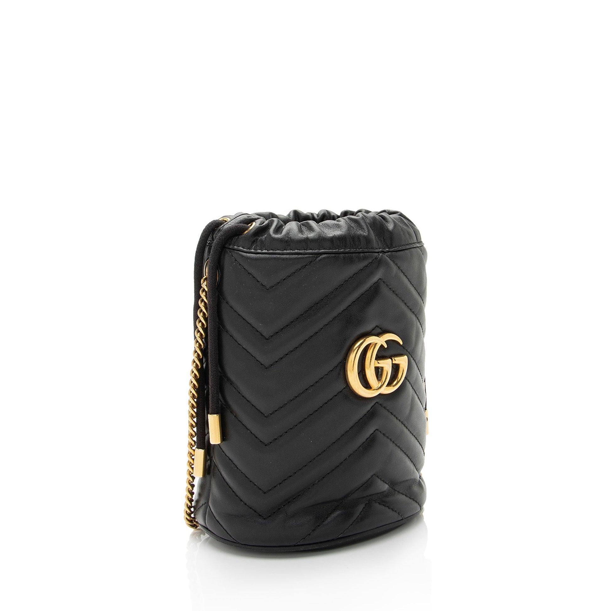 Gucci GG Marmont Bucket SHF-Umtahx Matelasse Leather Black Mini Crossbody Bag