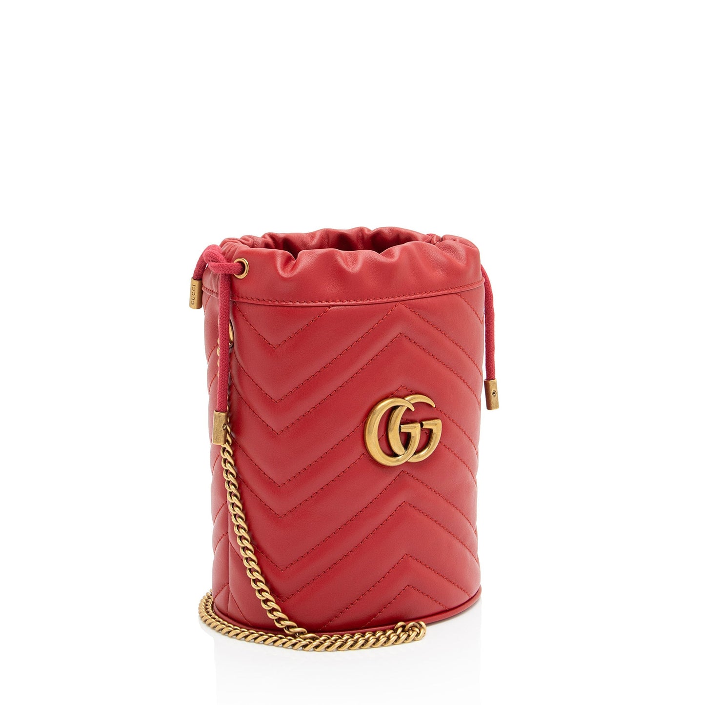 Gucci GG Marmont Bucket SHF-dZVRWx Matelasse Leather Red Mini Crossbody Bag