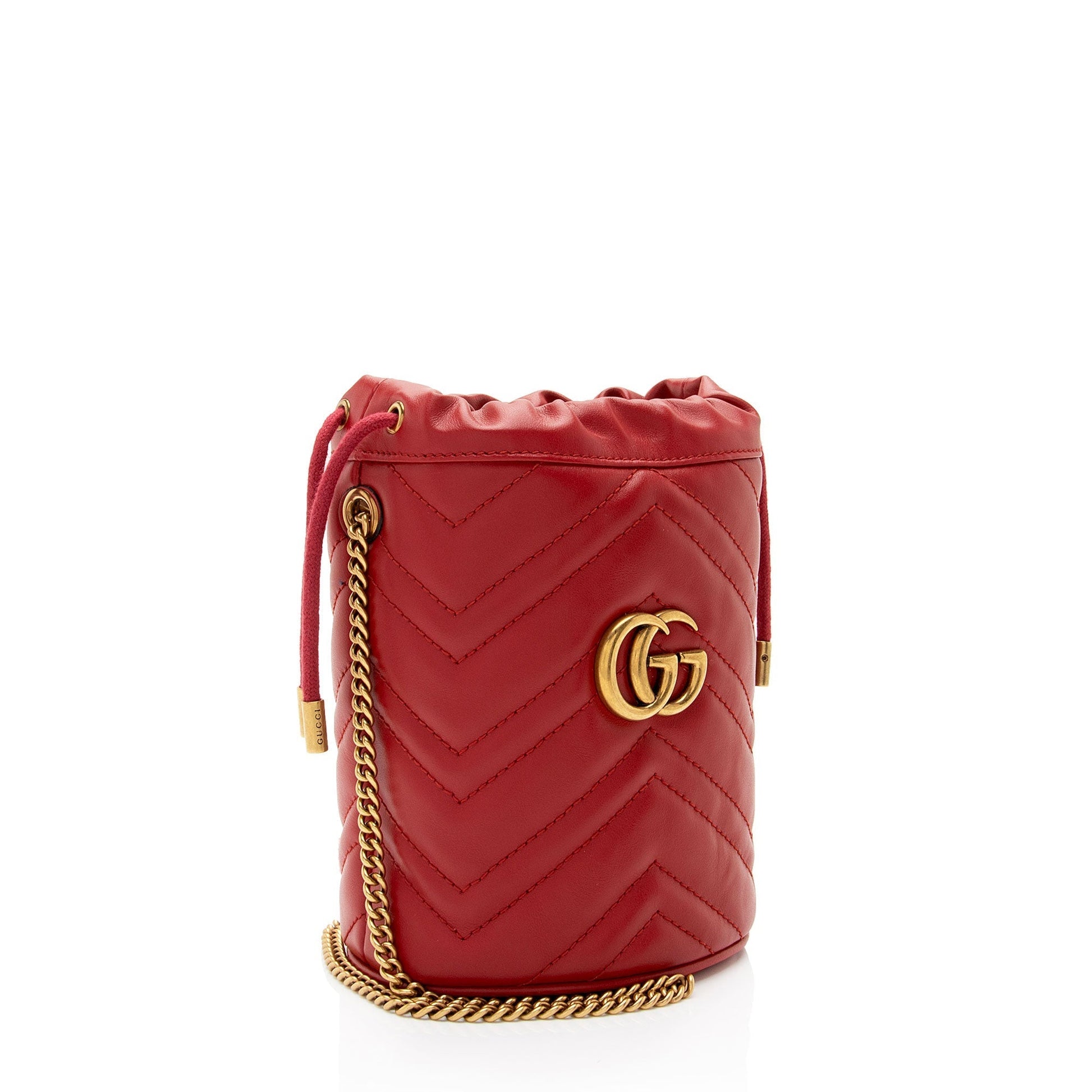 Gucci Marmont Bucket Bag Shf 5Z20Gx Leather Matelasse Crossbody Bag