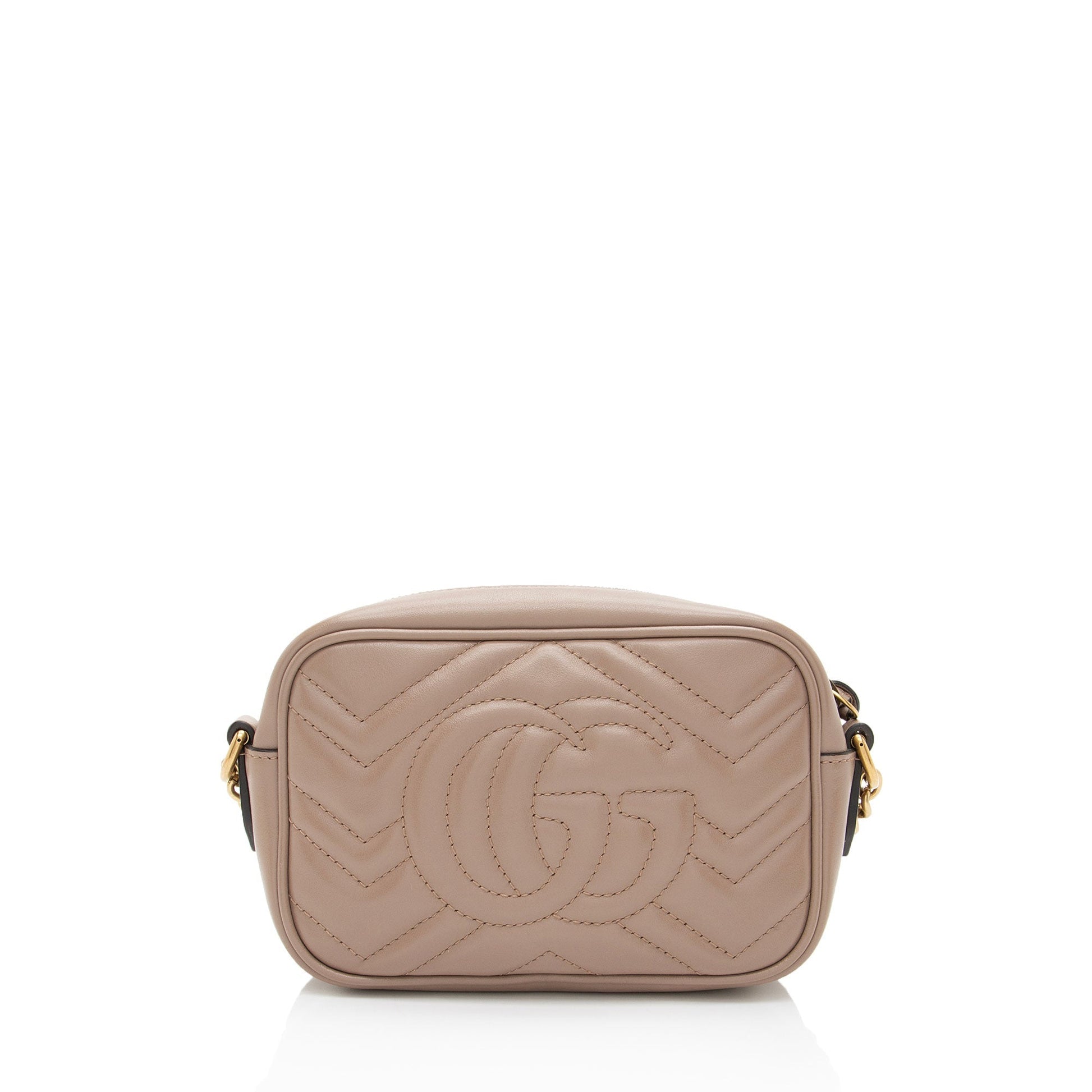 Gucci GG Marmont Camera Matelasse Leather Beige Mini Crossbody Bag