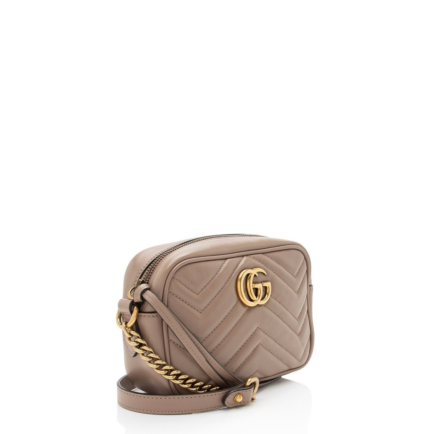 Gucci GG Marmont Camera Matelasse Leather Beige Mini Crossbody Bag