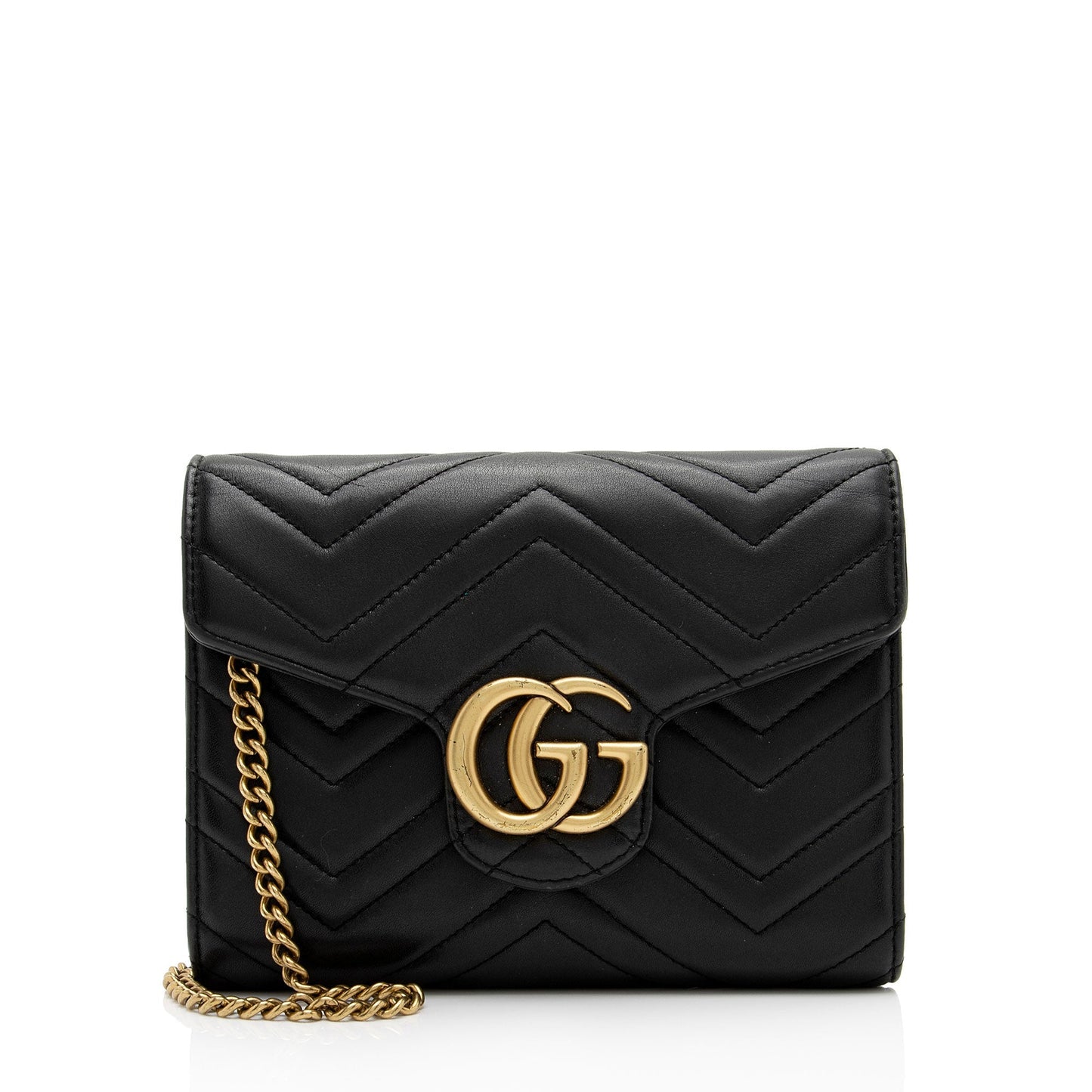 Gucci GG Marmont Square Chain SHF-WW8qZG Matelasse Leather Black Mini Crossbody Bag