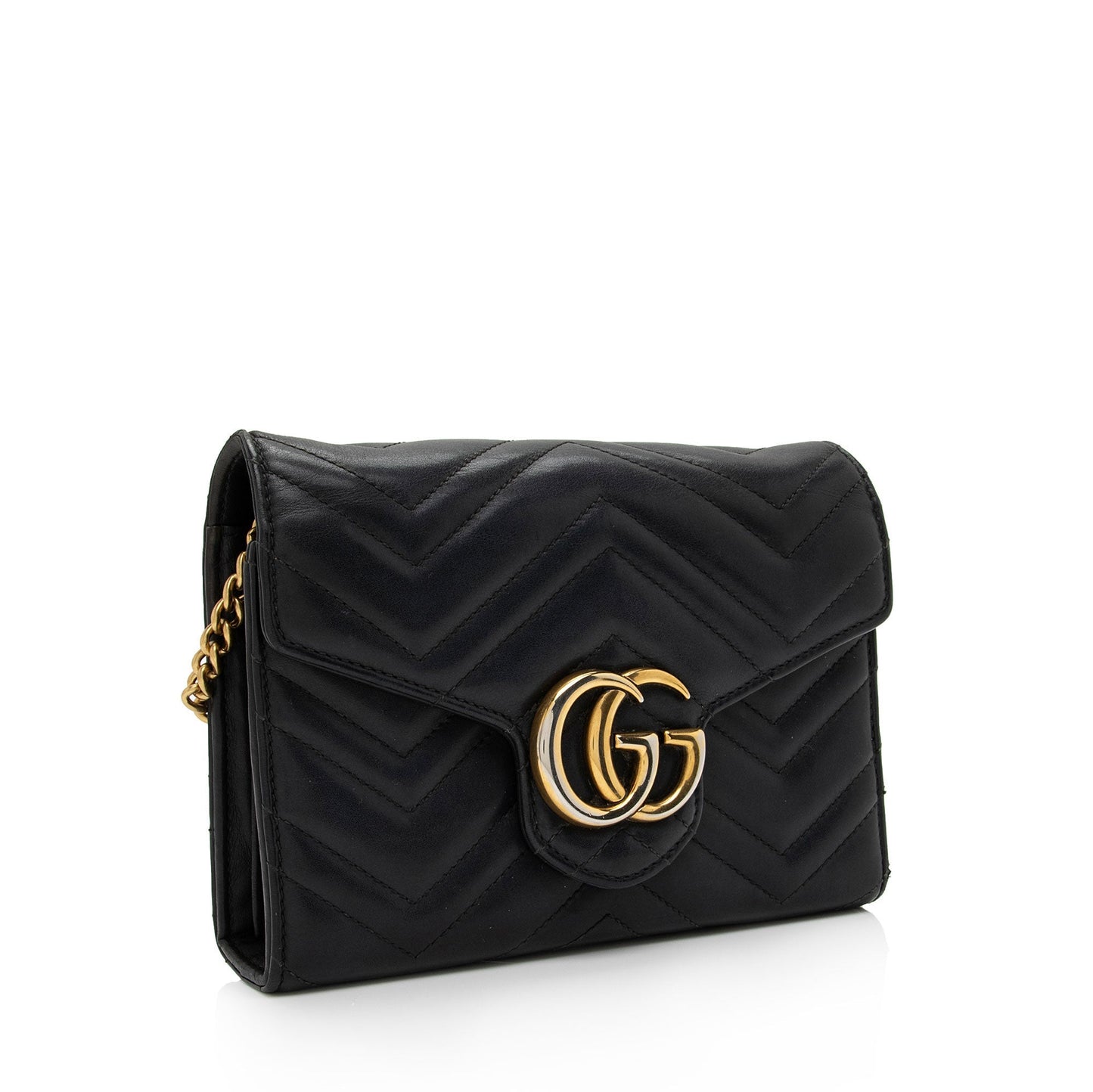 Gucci GG Marmont Chain SHF-KHf4XN Matelasse Leather Black Mini Crossbody Bag