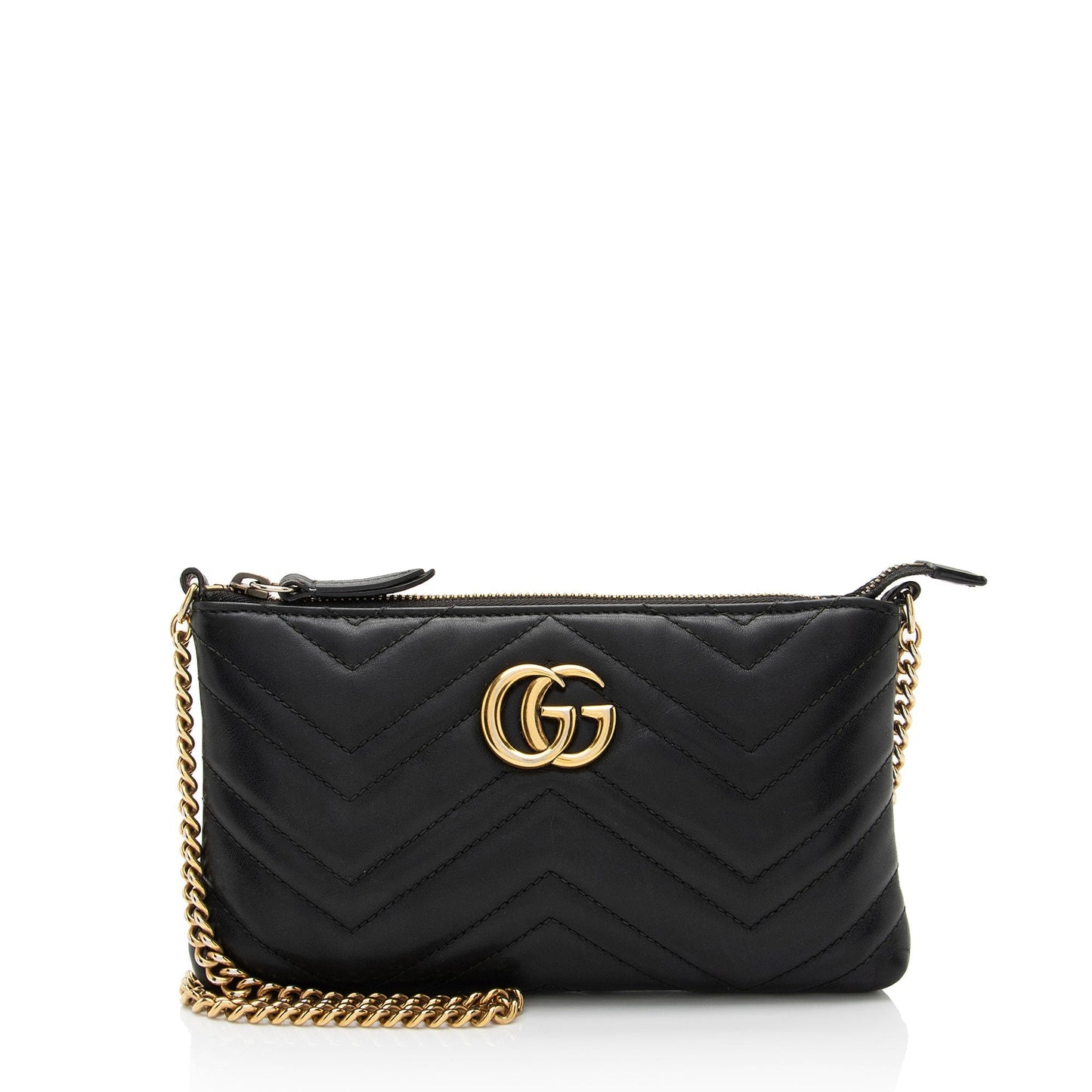 Gucci GG Marmont Chain SHF-0W5BH4 Matelasse Leather Black Mini Crossbody Bag