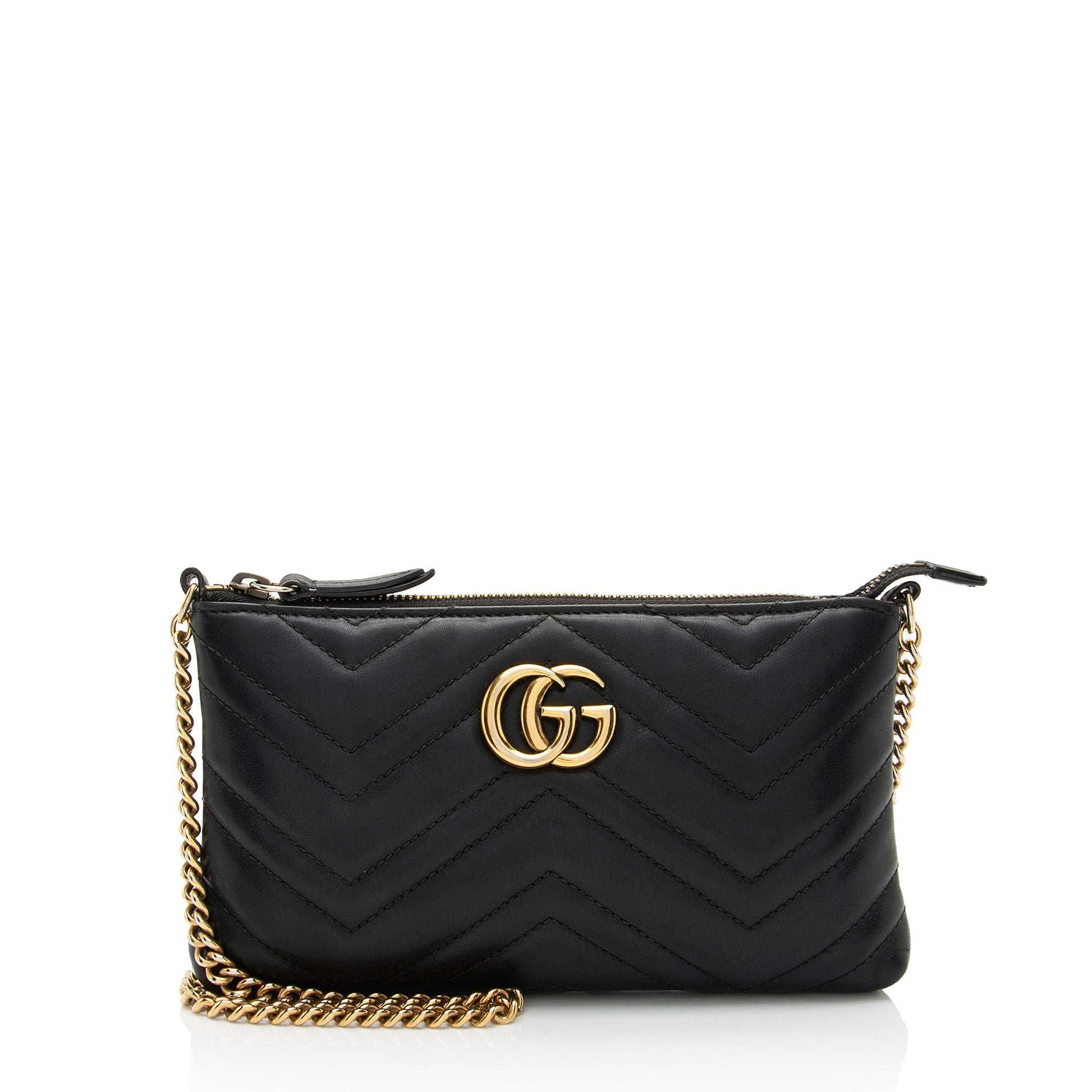 Gucci GG Marmont Chain SHF-0W5BH4 Matelasse Leather Black Mini Crossbody Bag