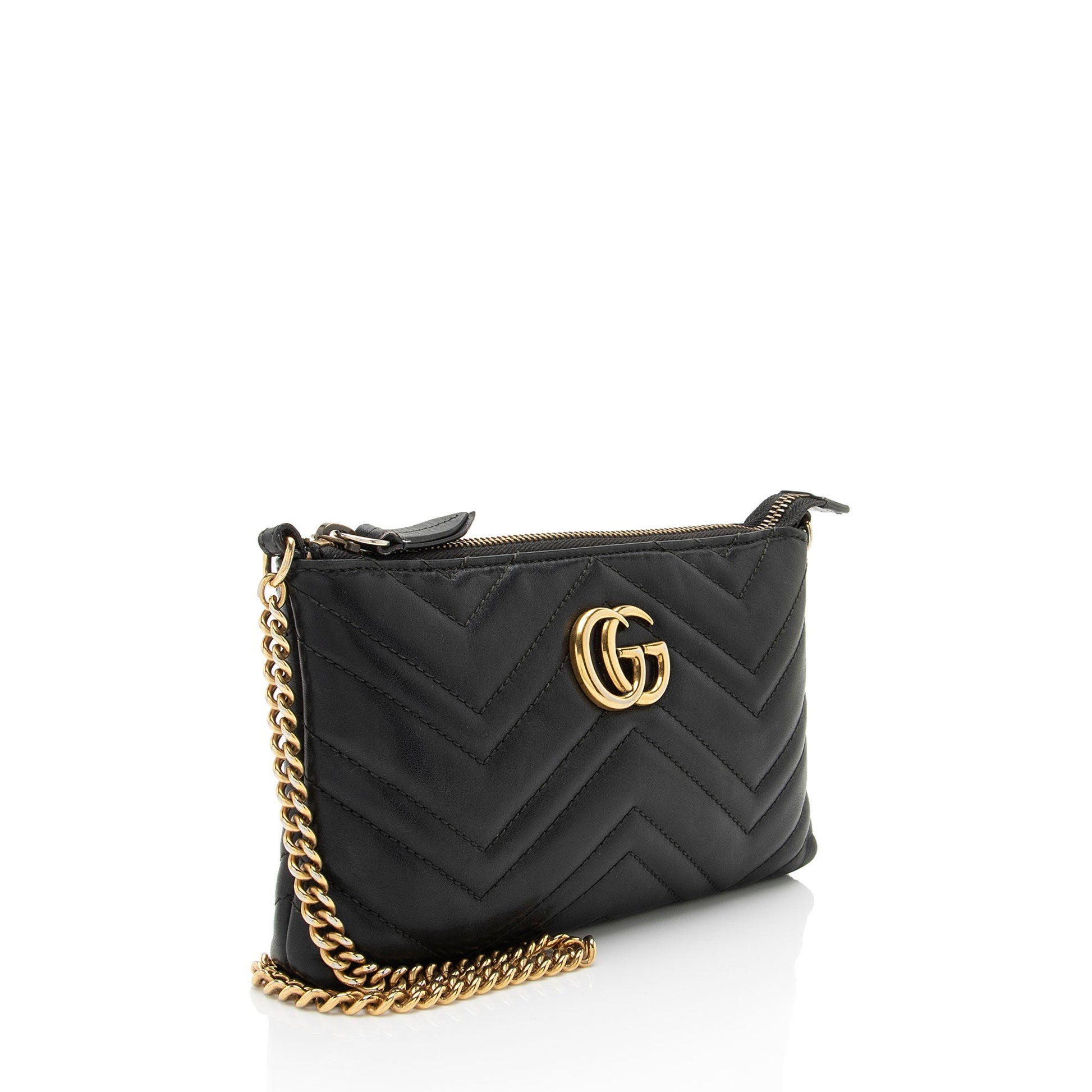 Gucci GG Marmont Chain SHF-0W5BH4 Matelasse Leather Black Mini Crossbody Bag