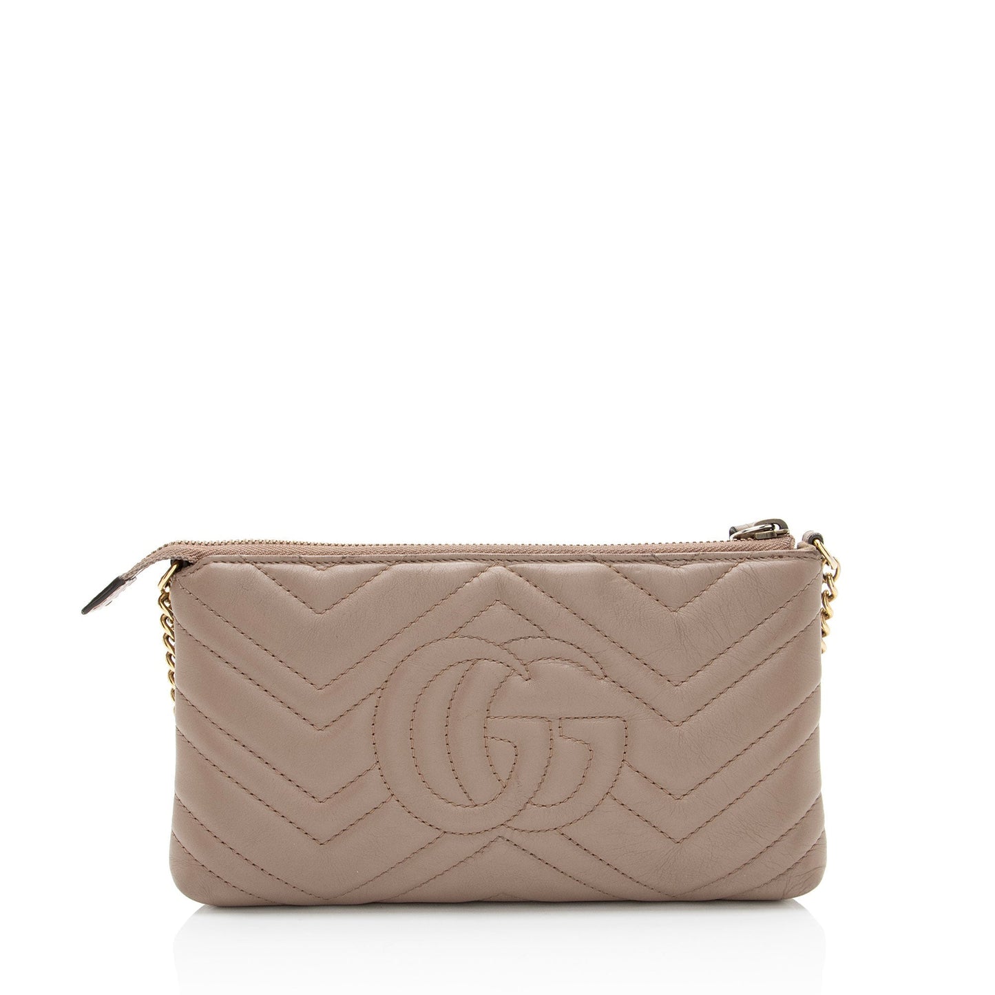 Gucci GG Marmont Chain Matelasse Leather Beige Mini Crossbody Bag