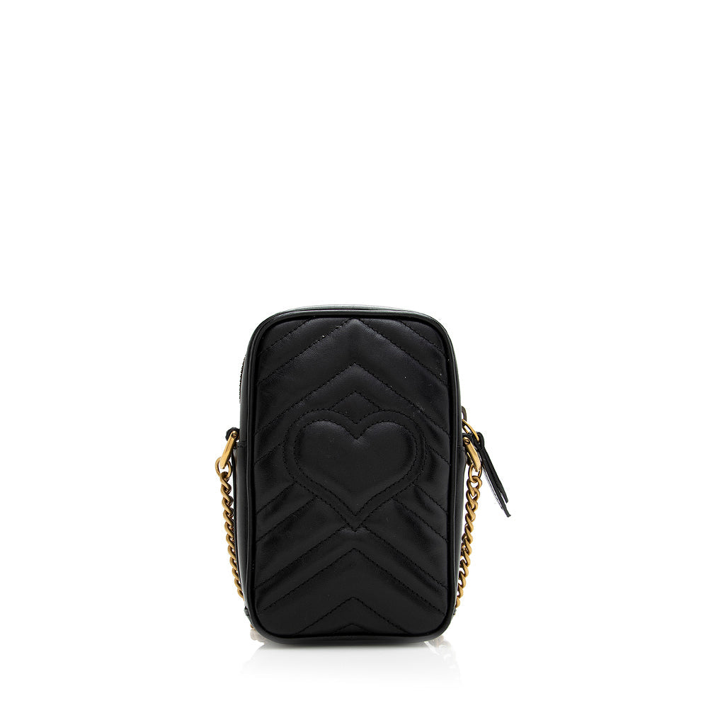 Gucci GG Marmont SHF Matelasse Leather Black Mini Crossbody Bag