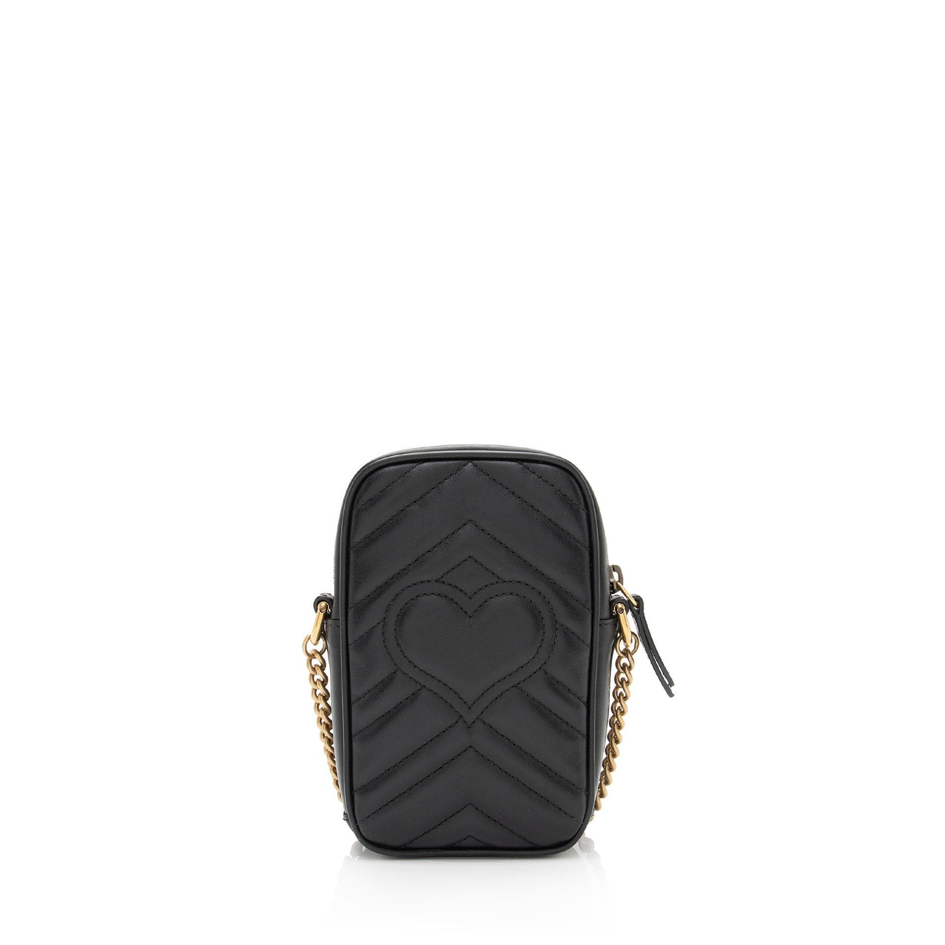 Gucci GG Marmont SHF-37j21T Matelasse Leather Black Mini Crossbody Bag