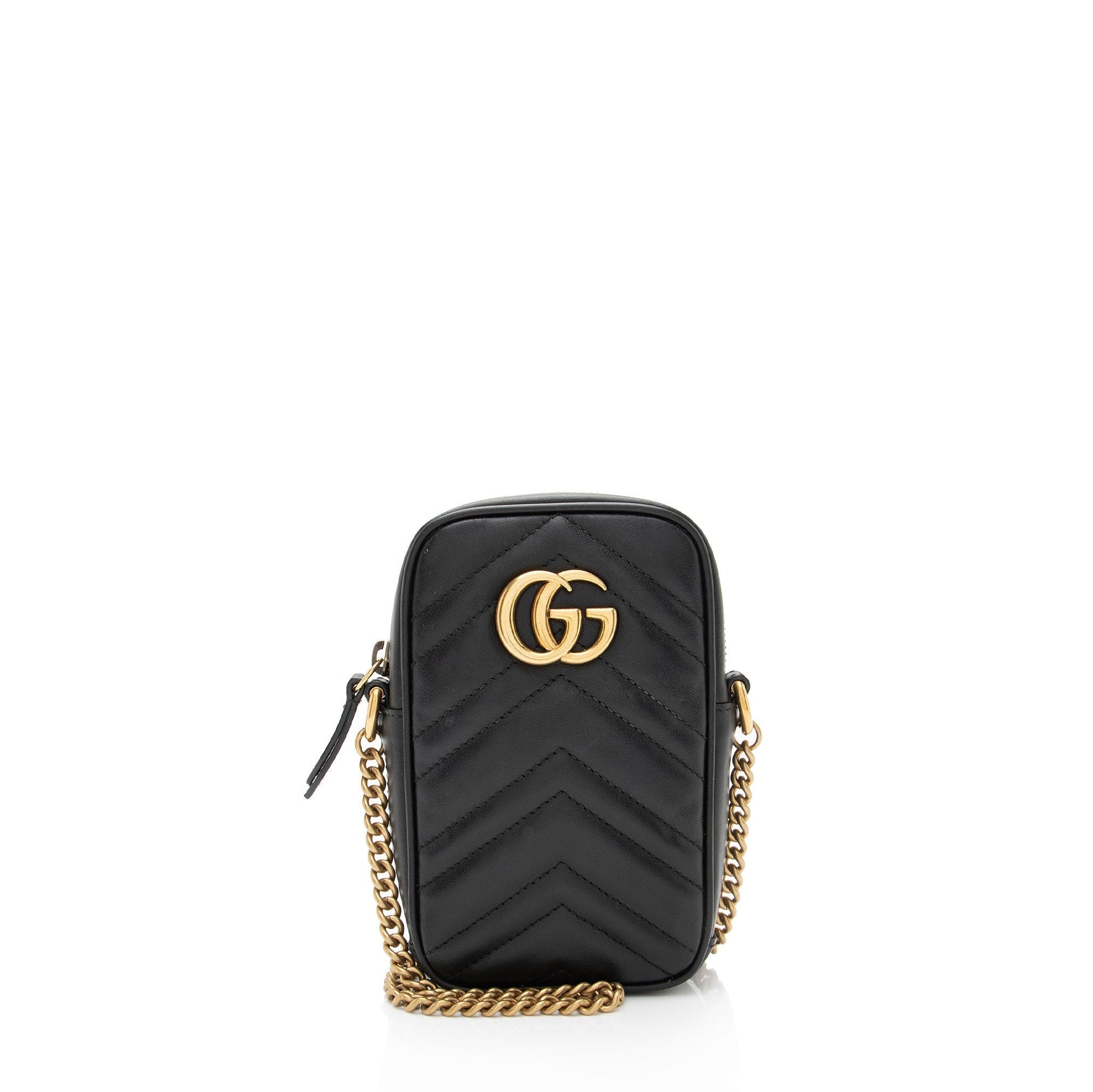 Gucci GG Marmont SHF-37j21T Matelasse Leather Black Mini Crossbody Bag