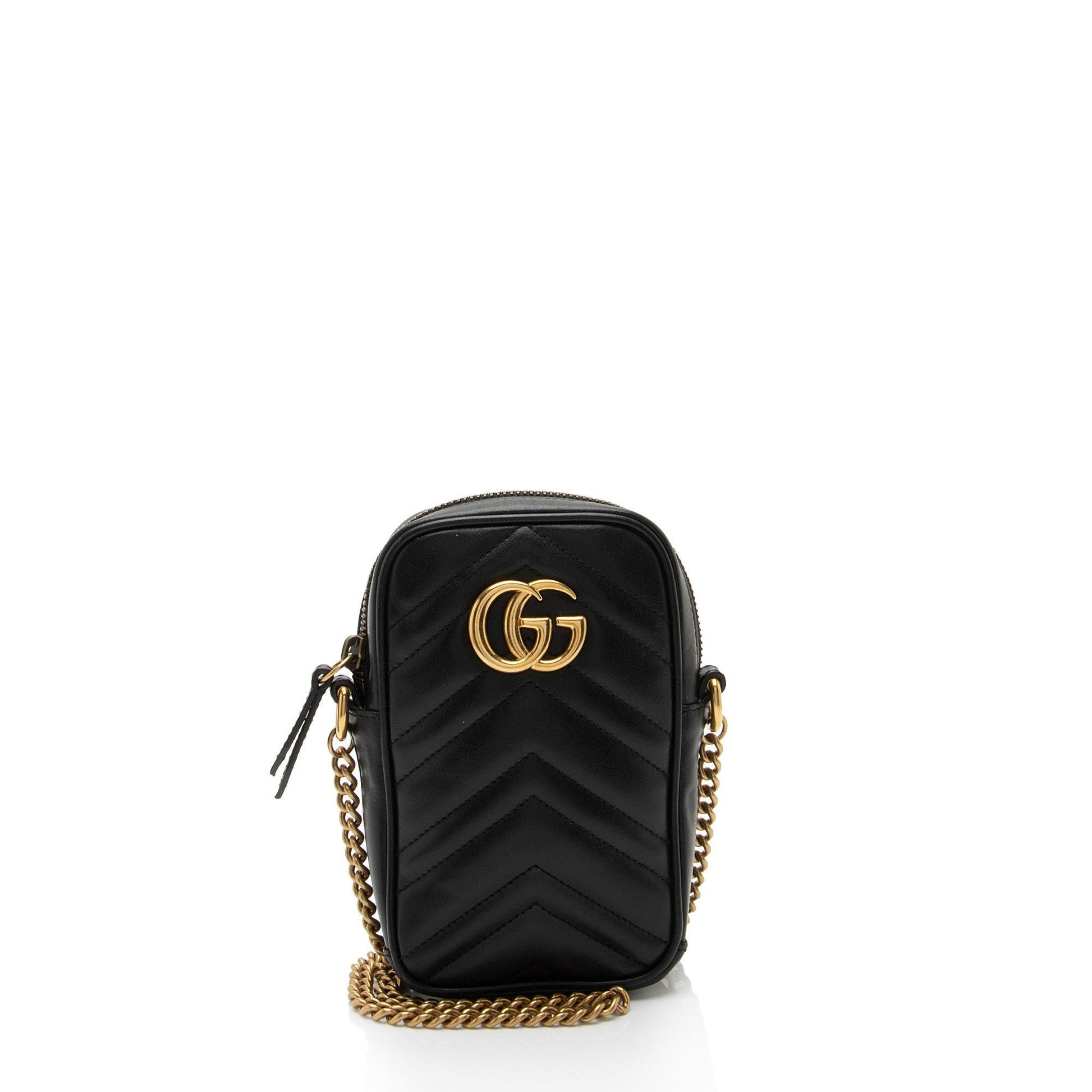 Gucci GG Marmont SHF-aWCKyT Matelasse Leather Black Mini Crossbody Bag