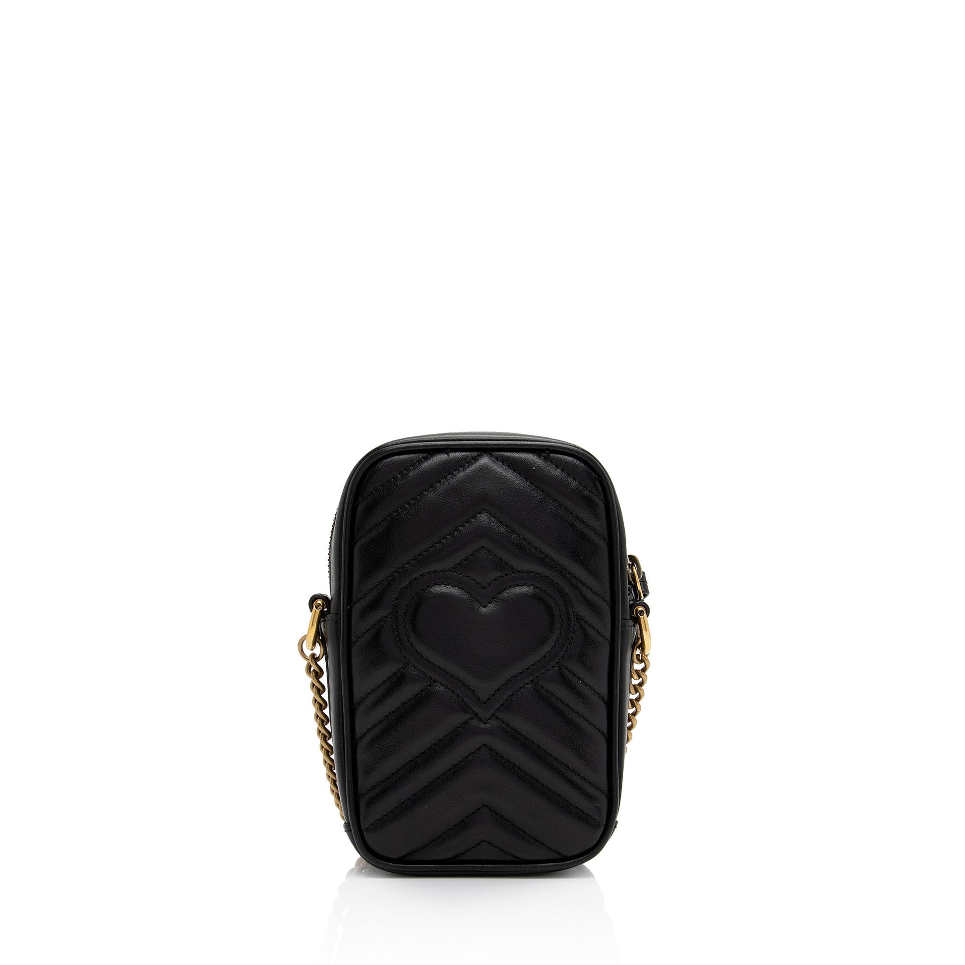 Gucci GG Marmont SHF-2UTE9c Matelasse Leather Black Mini Crossbody Bag