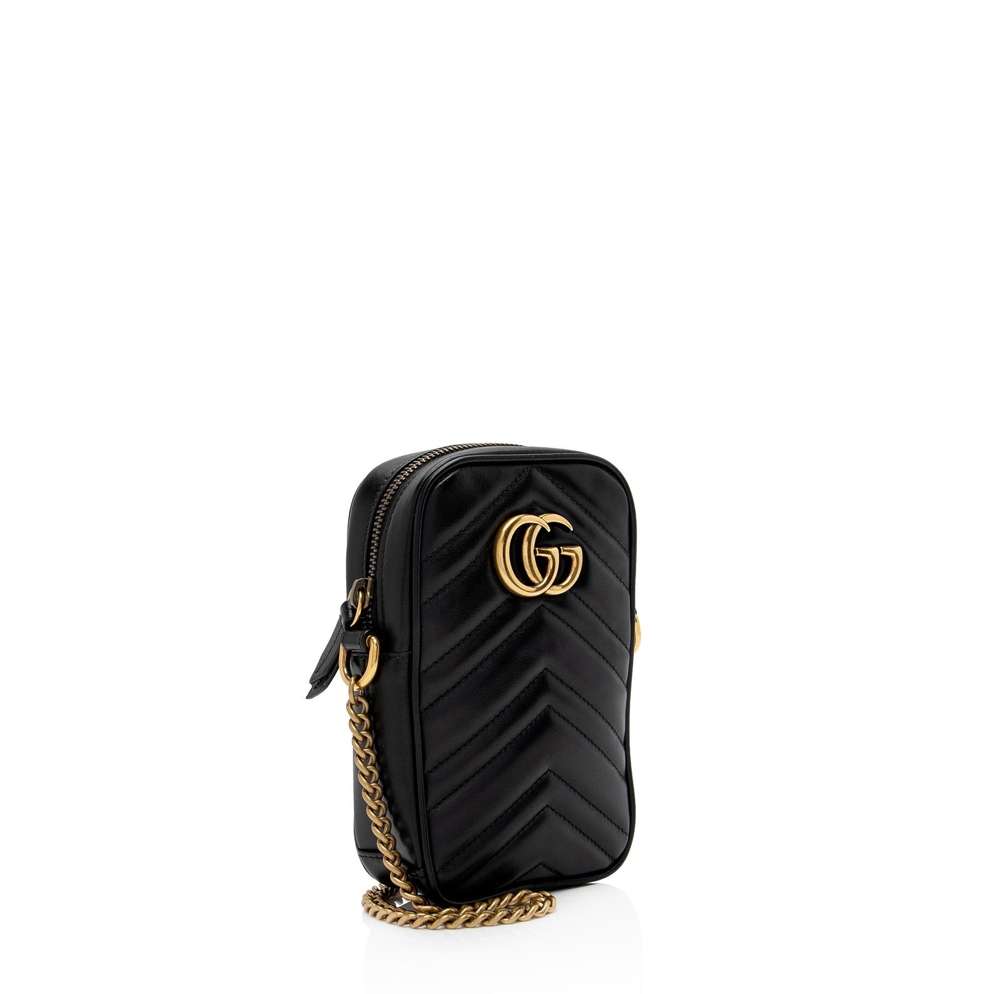 Gucci GG Marmont SHF-2UTE9c Matelasse Leather Black Mini Crossbody Bag
