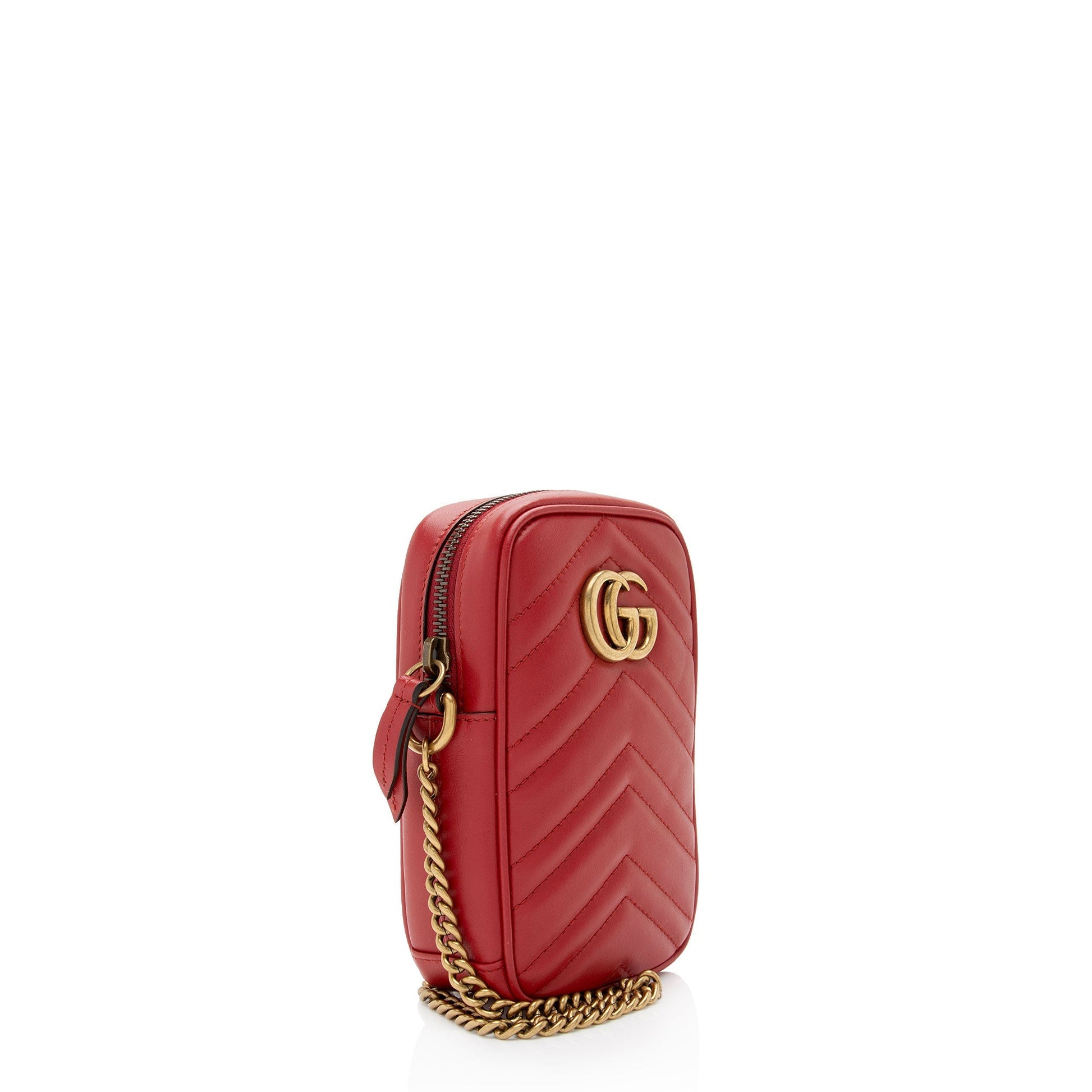 Gucci GG Marmont SHF-bZrNN4 Matelasse Leather Red Mini Crossbody Bag