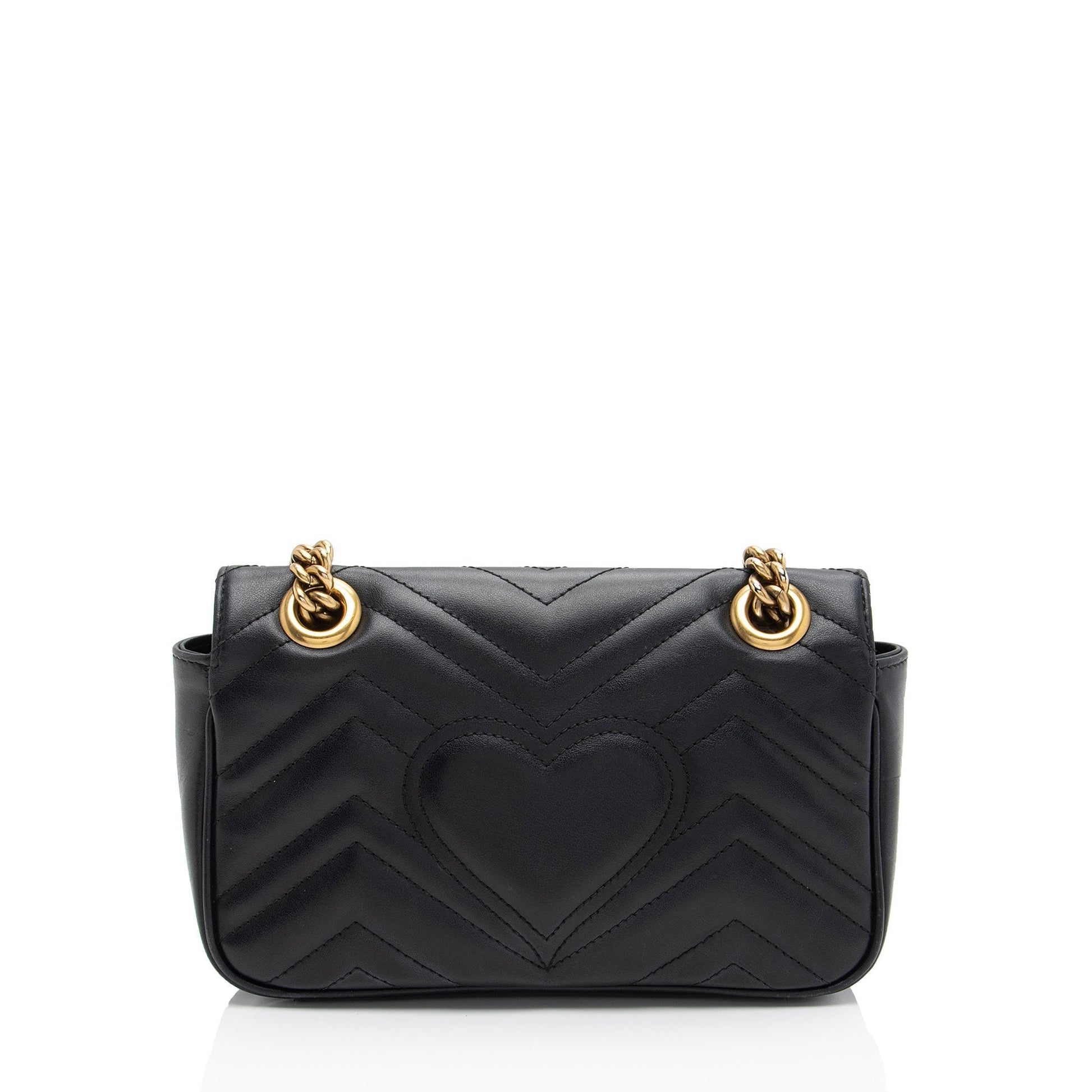 Gucci GG Marmont Flap Matelasse Leather Black Mini Crossbody Bag Shf 13Gwwc
