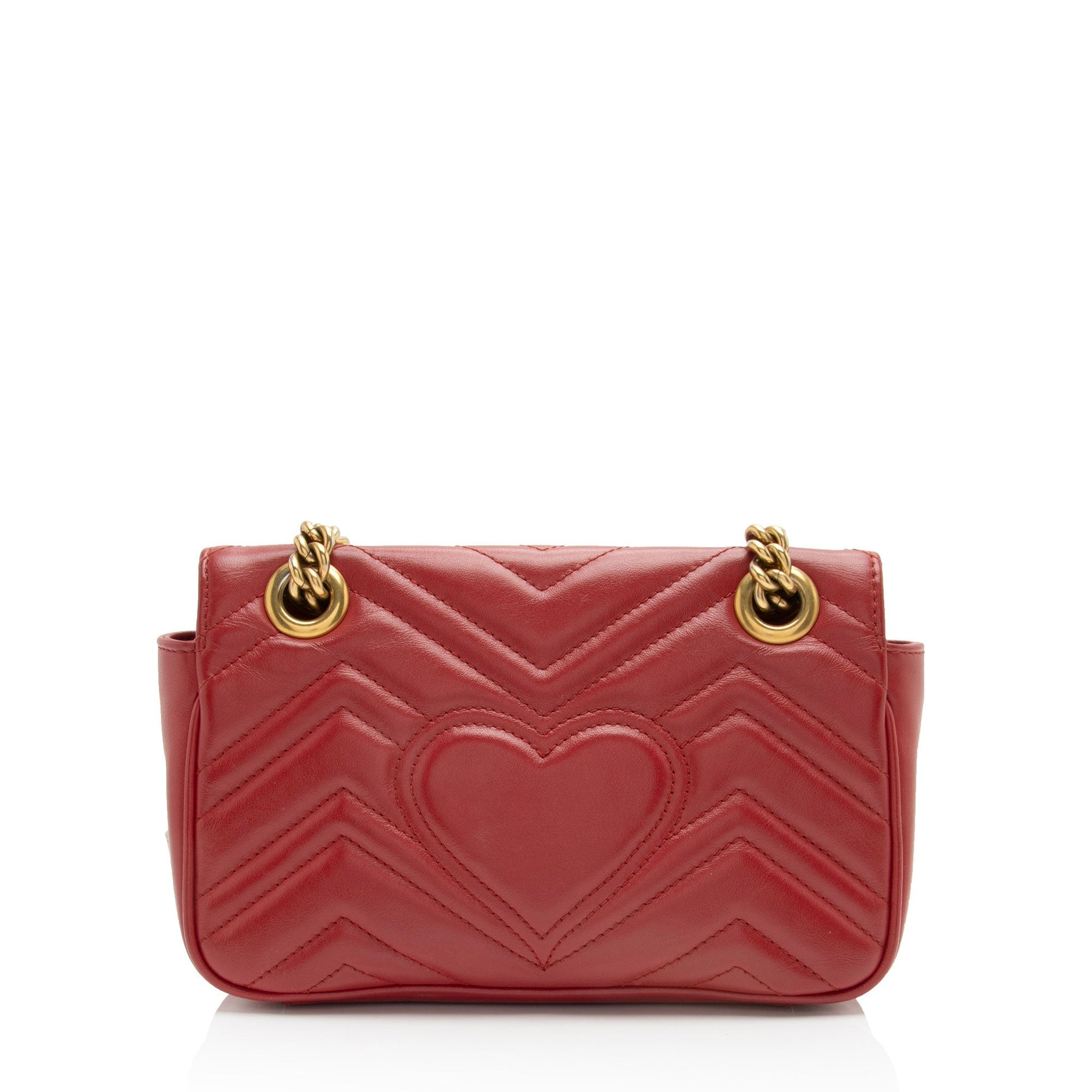 Gucci GG Marmont Flap Matelasse Leather Red Mini Crossbody Bag