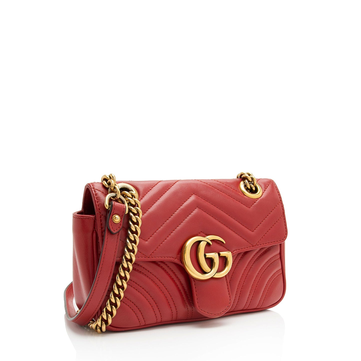 Gucci GG Marmont Flap Matelasse Leather Red Mini Crossbody Bag
