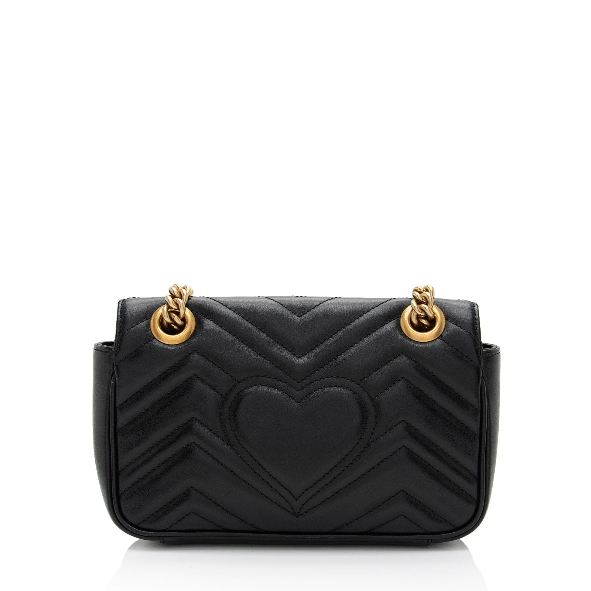 Gucci GG Marmont Flap SHF-Aicihy Matelasse Leather Black Mini Crossbody Bag
