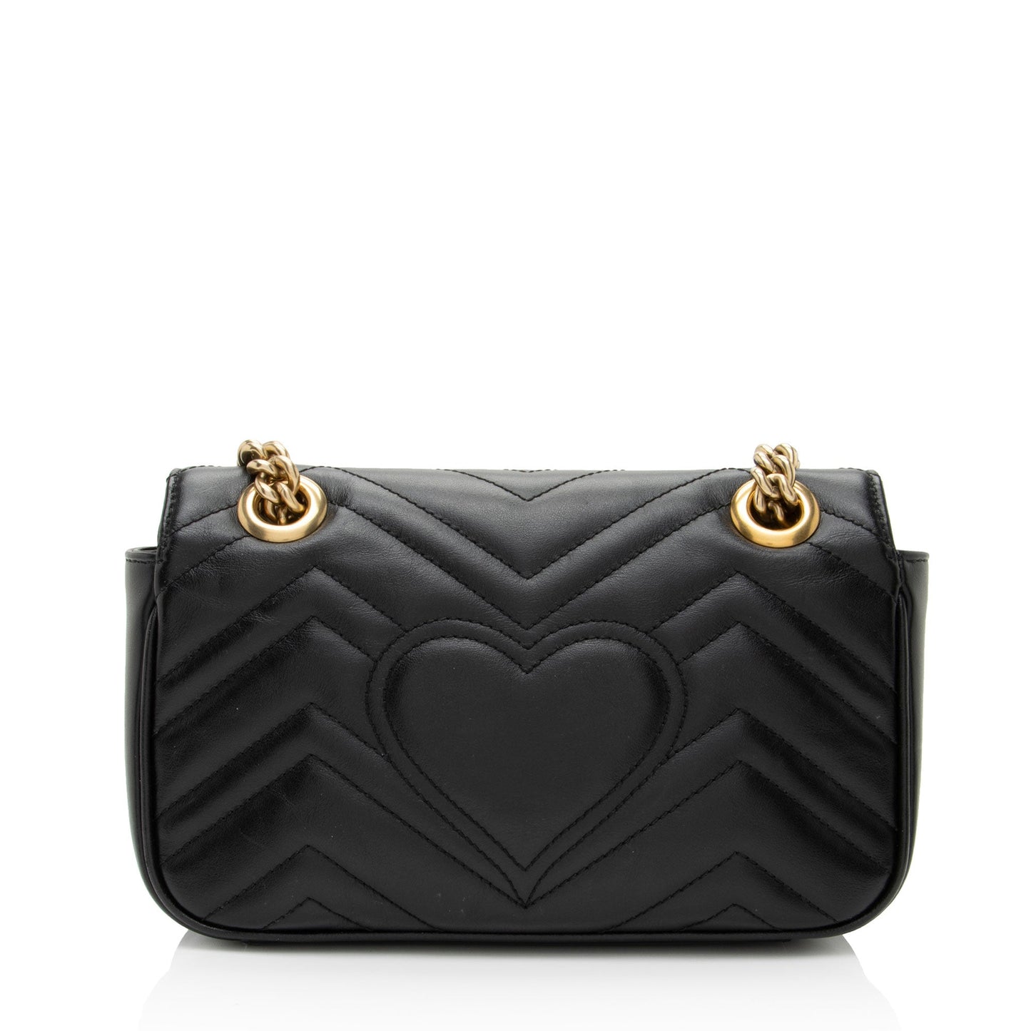 Gucci GG Marmont Flap Matelasse Leather Black Mini Crossbody Bag Shf Hh8Asj