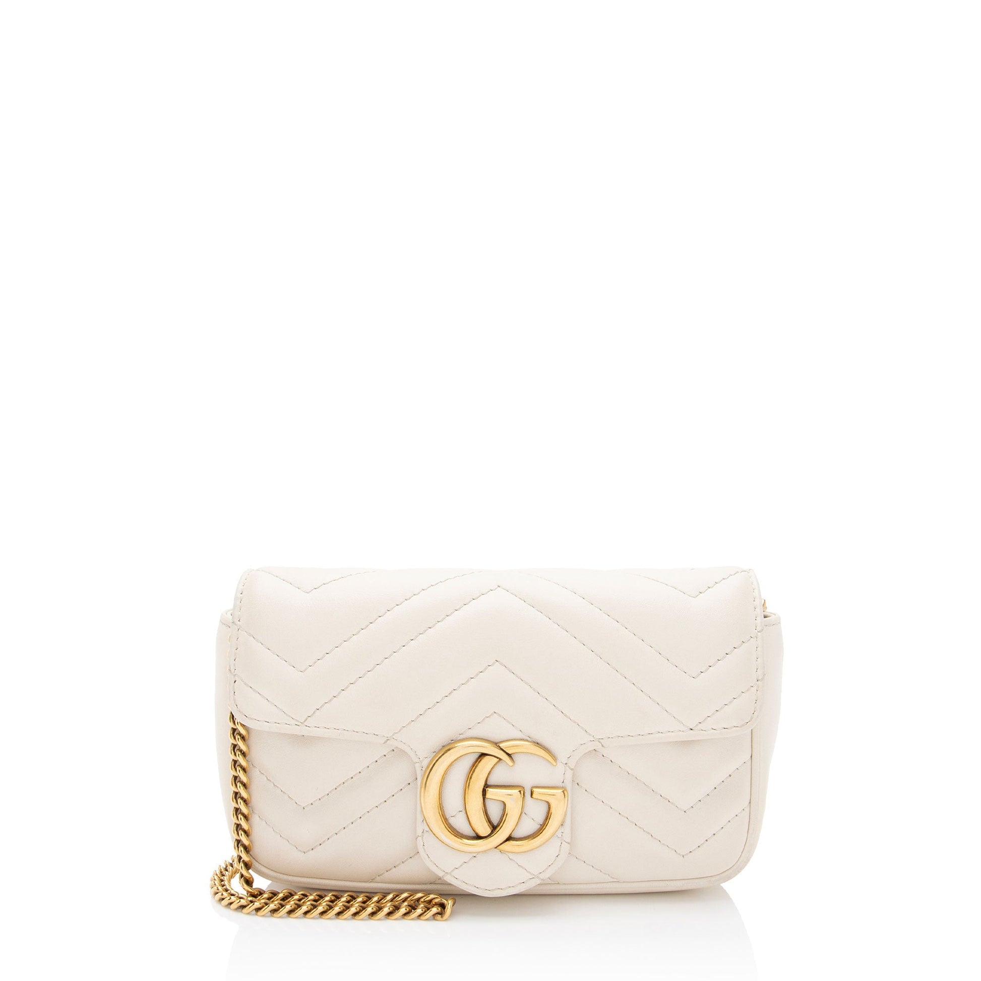 Gucci GG Marmont Flap Matelasse Leather White Mini Crossbody Bag Bag 1