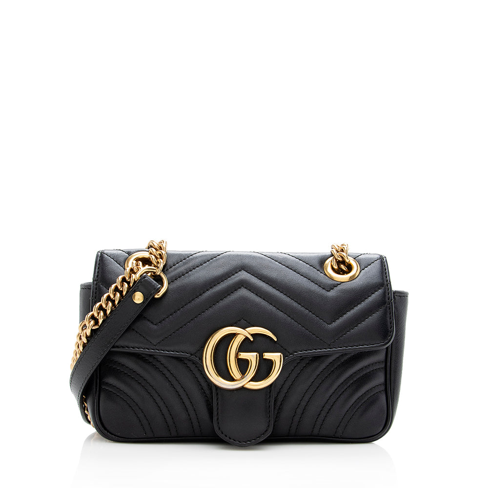 Gucci GG Marmont SHF Matelasse Leather Black Mini Shoulder Bag
