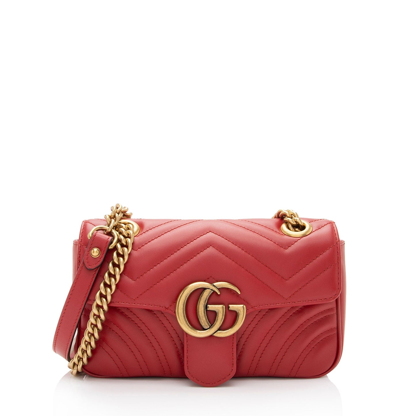 Gucci GG Marmont Flap SHF-w2Ucq0 Matelasse Leather Red Mini Crossbody Bag