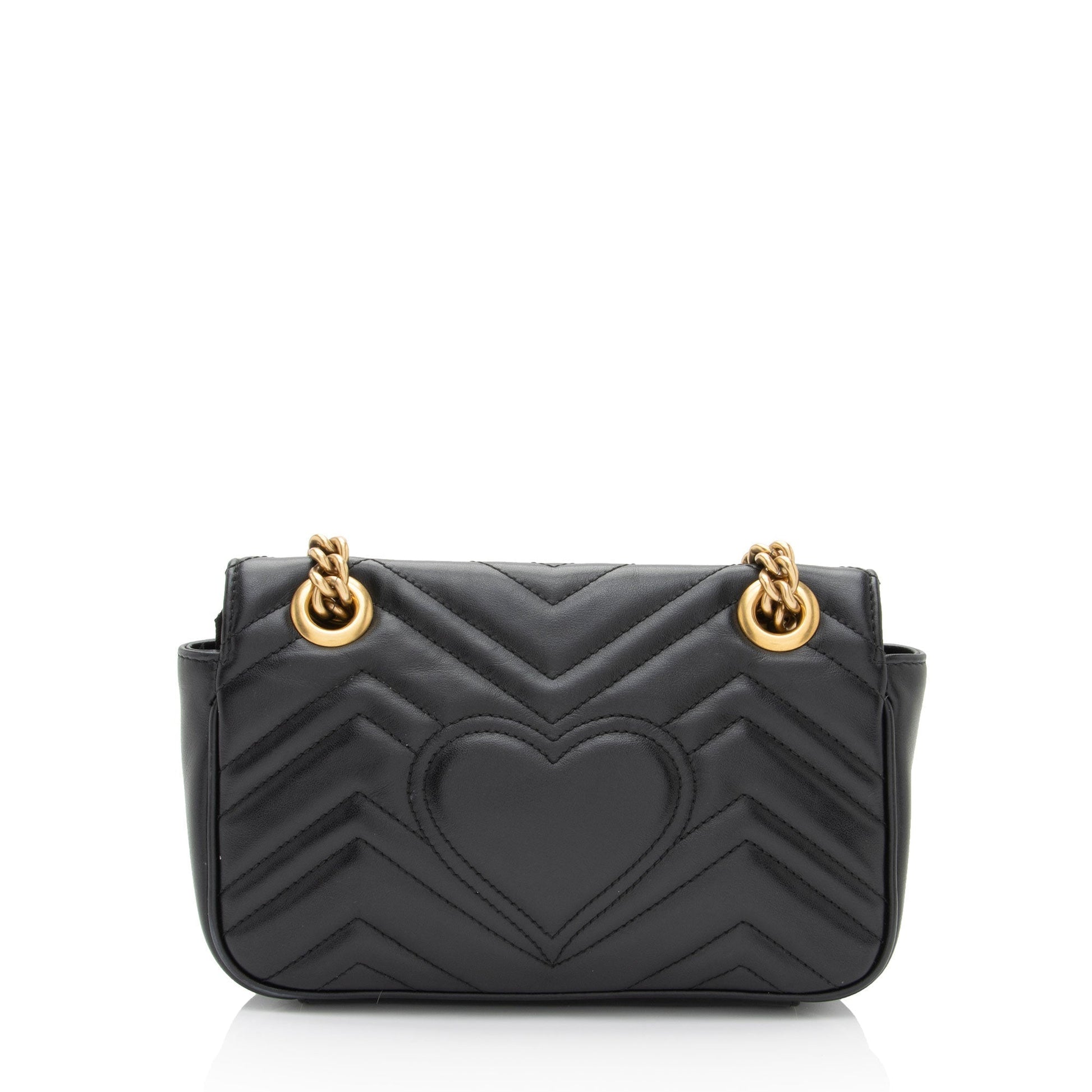 Gucci GG Marmont Flap SHF-3BWamx Matelasse Leather Black Mini Crossbody Bag