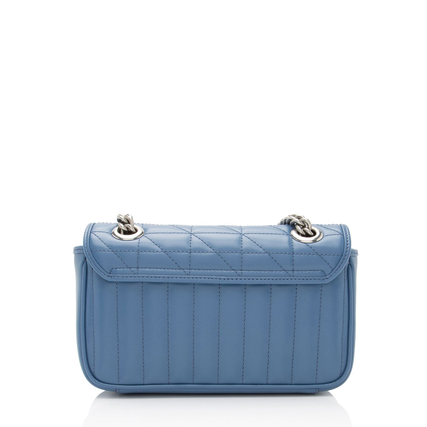 Gucci Mixed GG Marmont Flap SHF-3x0jMH Matelasse Leather Blue Mini Crossbody Bag