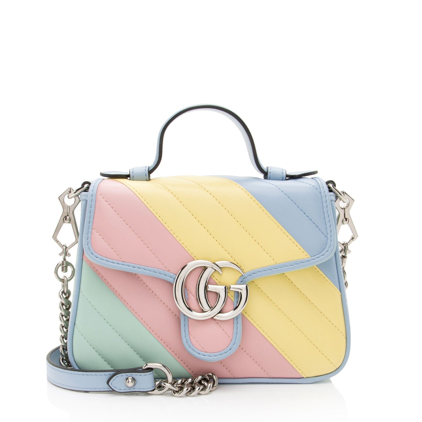 Gucci GG Marmont Top Handle Matelasse Leather Green Mini Satchel Bag