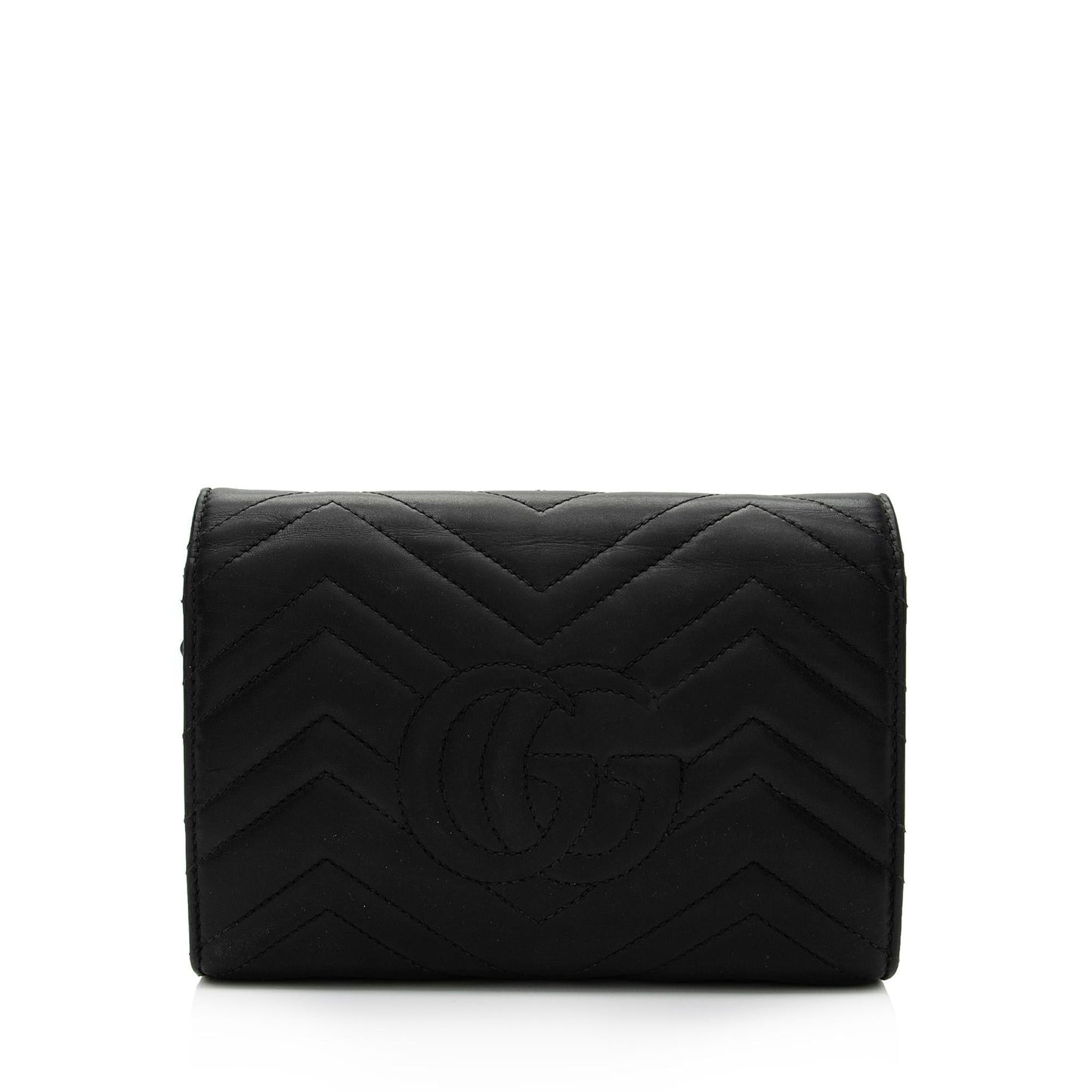 Gucci GG Marmont Wallet on Chain Matelasse Leather Black Mini Crossbody Bag Shf 2W0Nui
