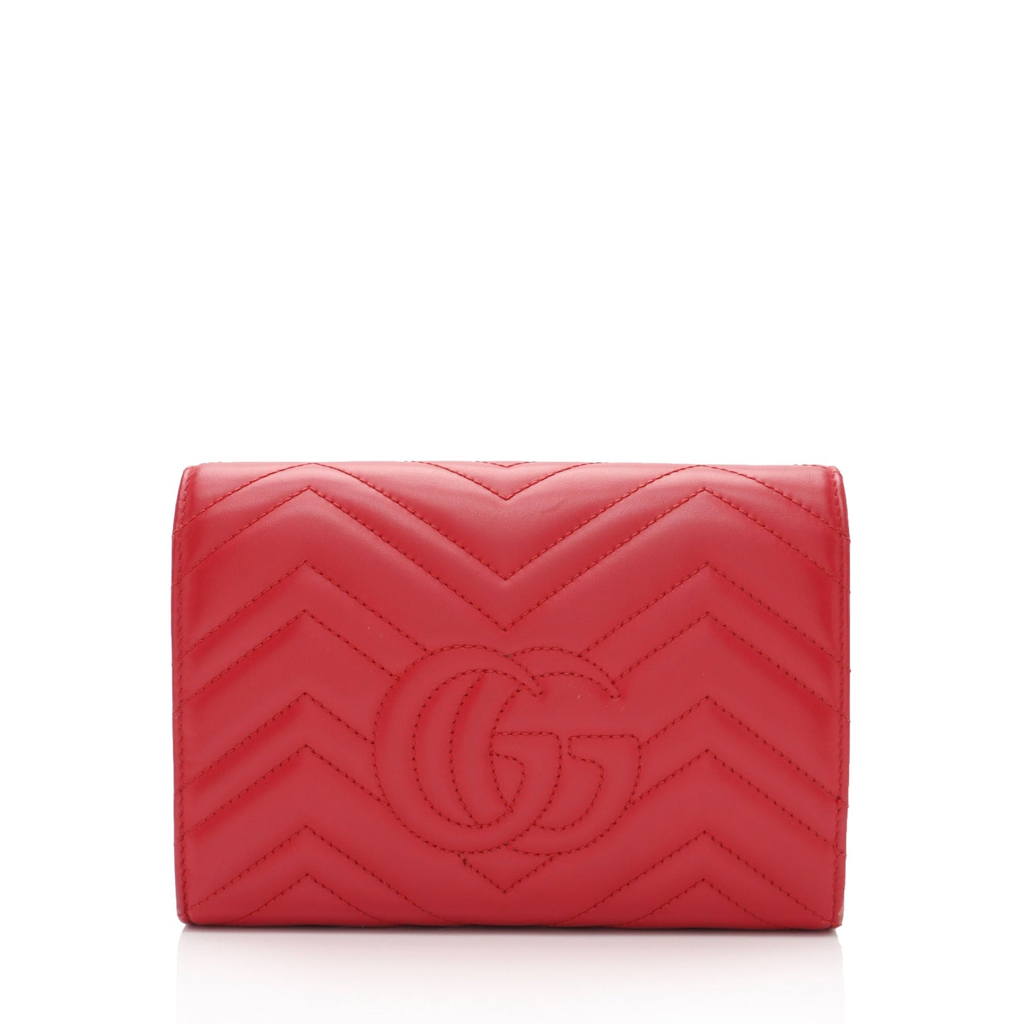Gucci GG Marmont Wallet on Chain Matelasse Leather Red Mini Crossbody Bag Shf 2R5I8G