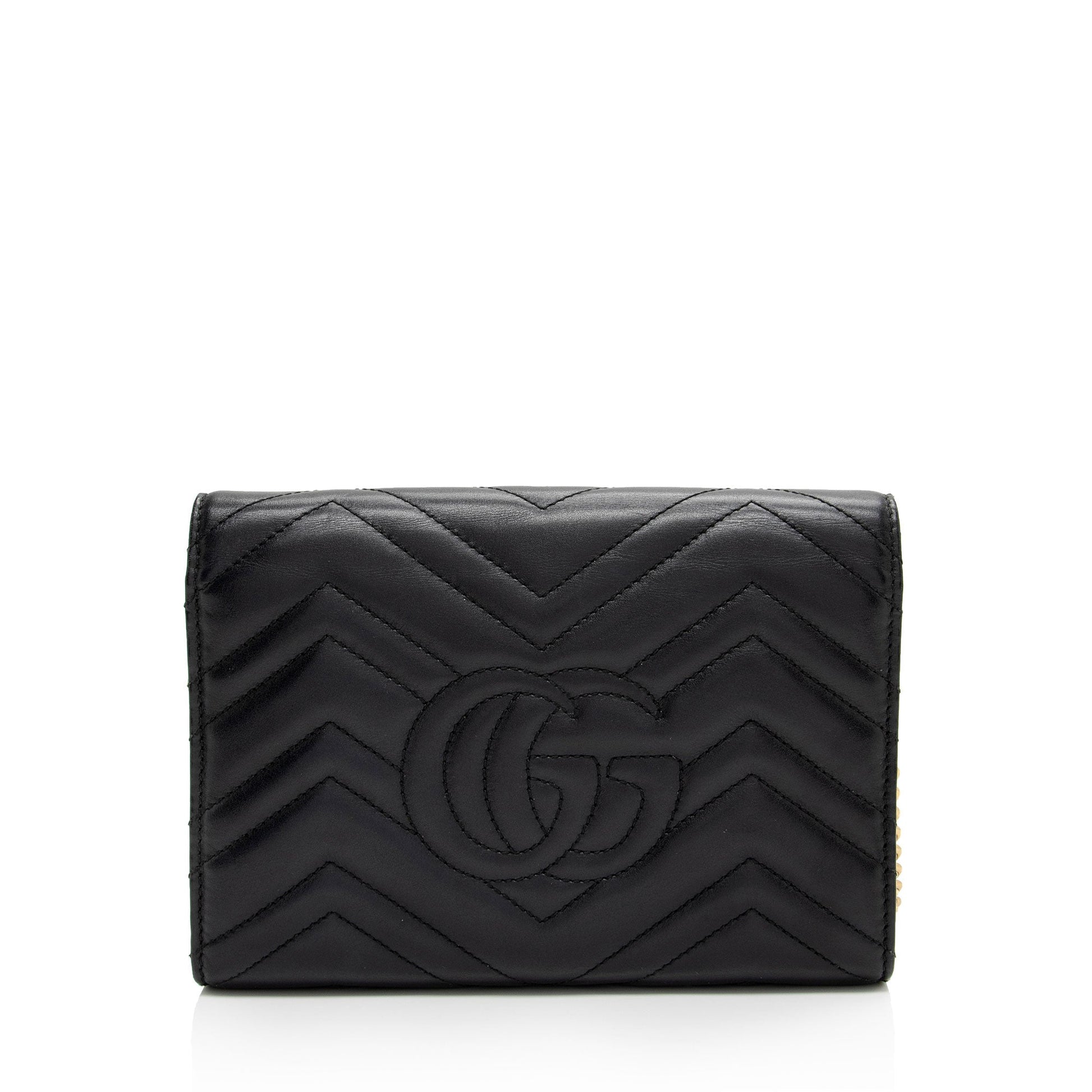 Gucci GG Marmont Wallet on Chain Matelasse Leather Black Mini Crossbody Bag Shf 0Wr0Od
