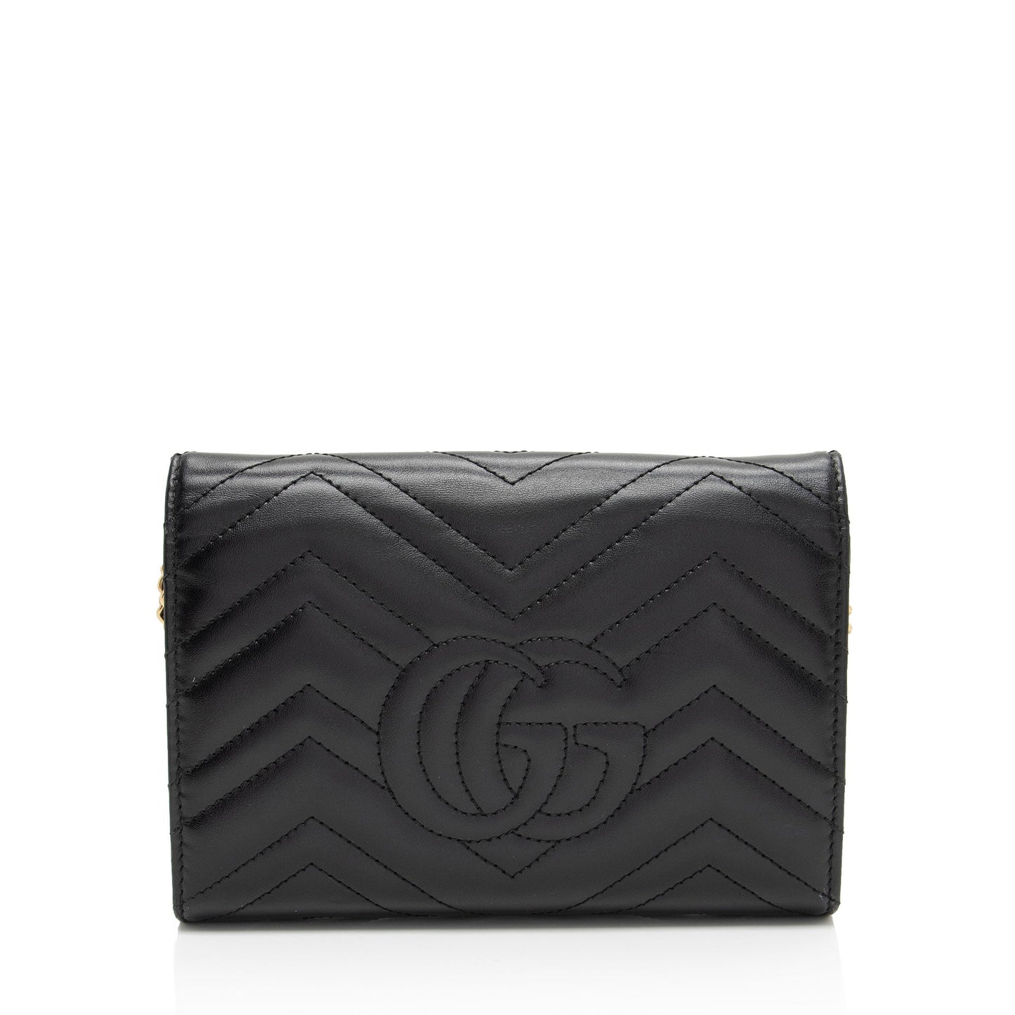 Gucci GG Marmont Wallet on Chain Matelasse Leather Black Mini Crossbody Bag