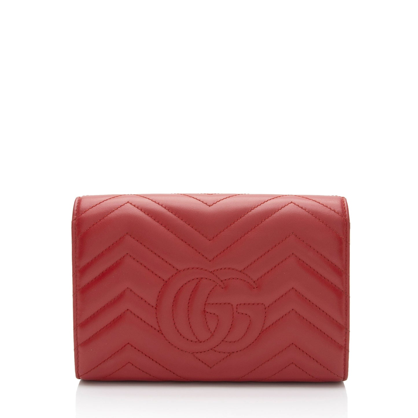 Gucci GG Marmont Wallet on Chain Matelasse Leather Red Mini Crossbody Bag Shf Ijdqcx