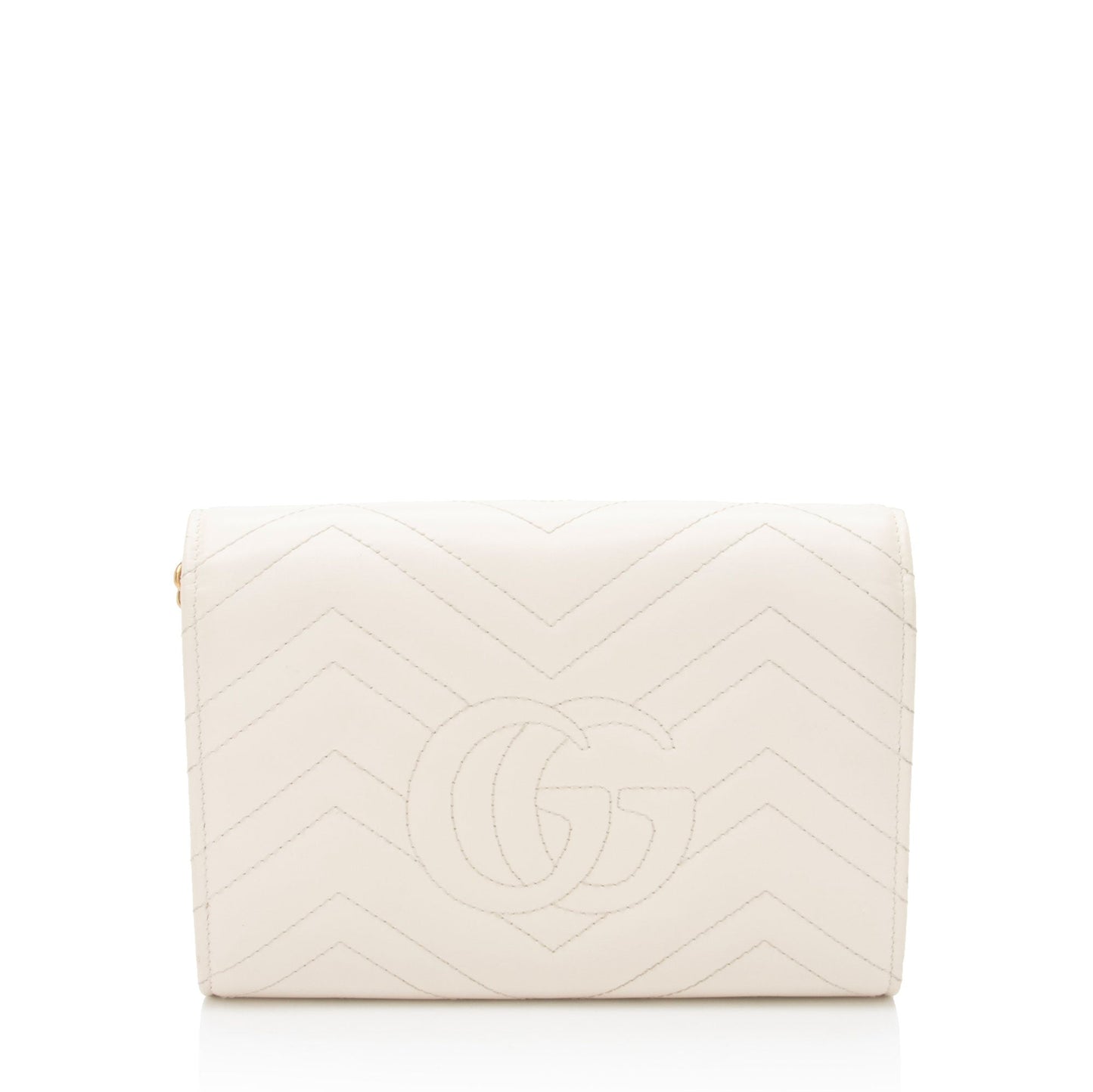 Gucci GG Marmont Wallet on Chain Matelasse Leather White Mini Crossbody Bag
