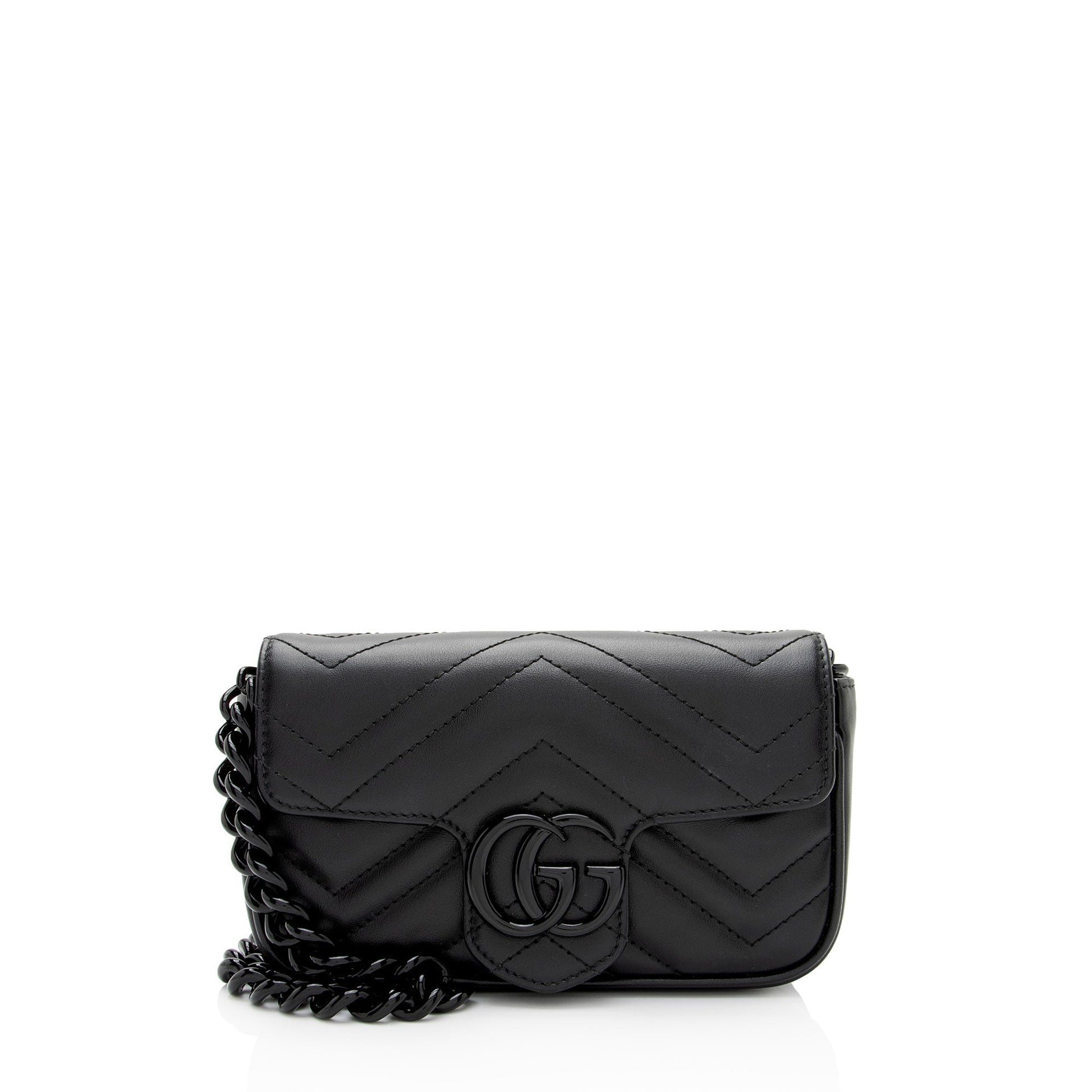 Gucci GG Marmont Monochrome Belt SHF-2itioi Matelasse Leather Black Accessory